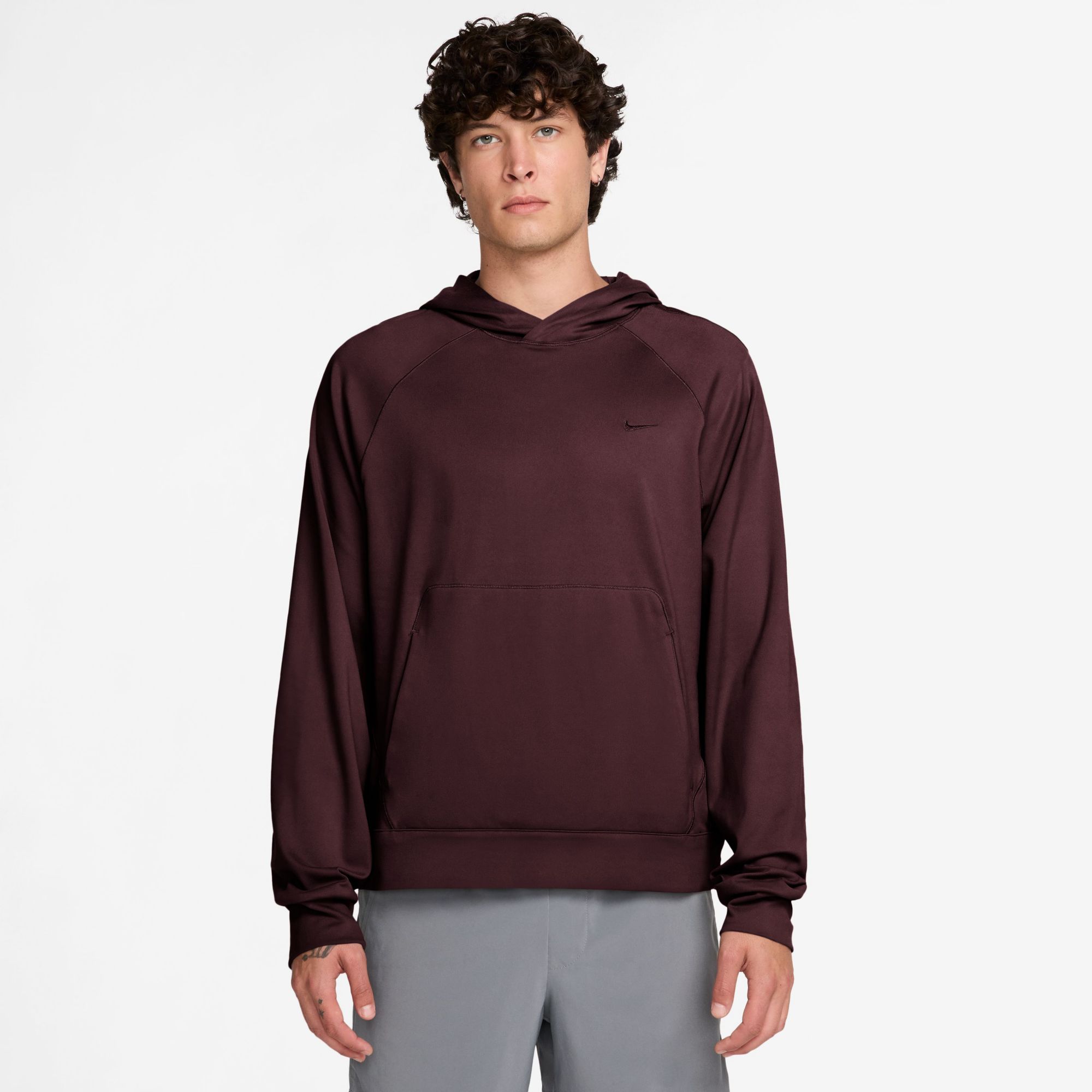 Nike Men's Primary NanoKnit Dri-FIT UV Protection Pullover Performance Hoodie in Red | II1304-652