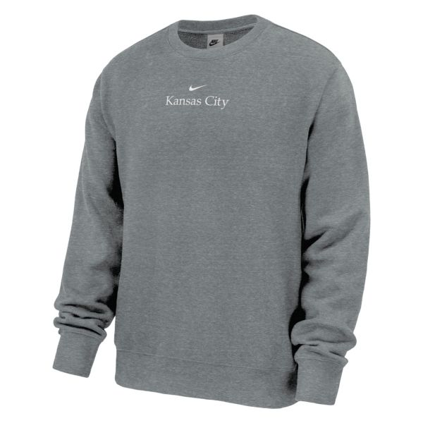 Nike Men's Kansas City Dark Gray Heather Club Fleece Crewneck Sweatshirt