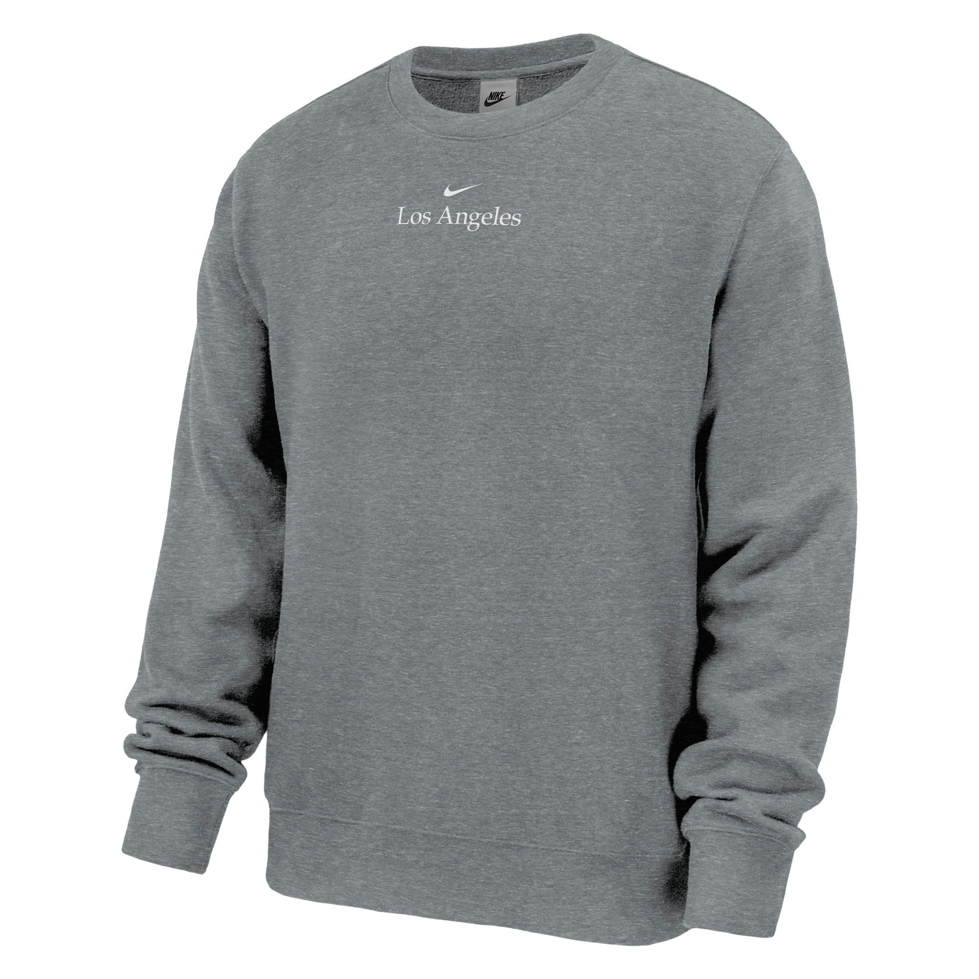 Nike Men's Los Angeles Dark Gray Heather Club Fleece Crewneck Sweatshirt