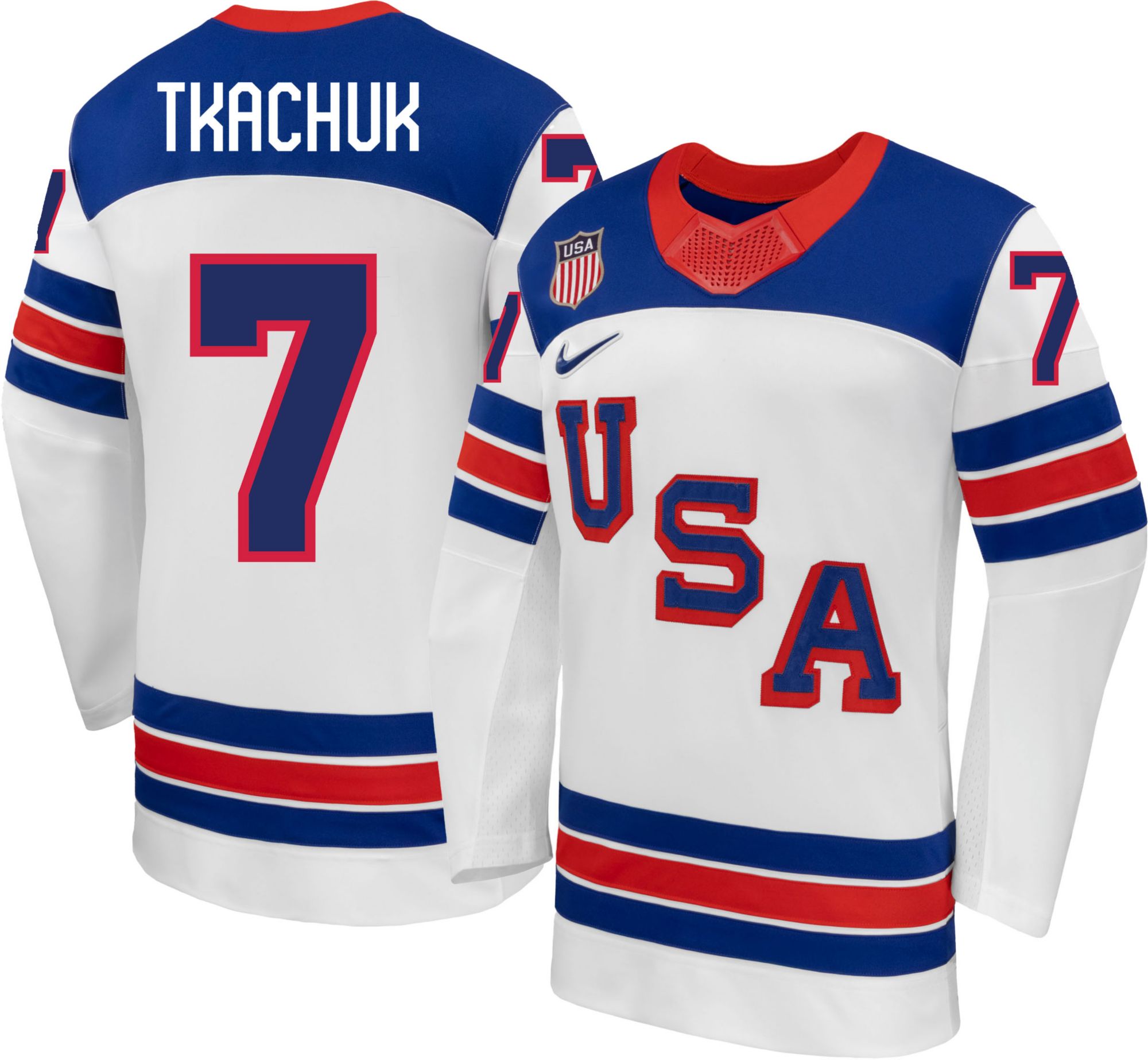 Nike Adult Team USA Brady Tkachuk #7 Replica White Jersey