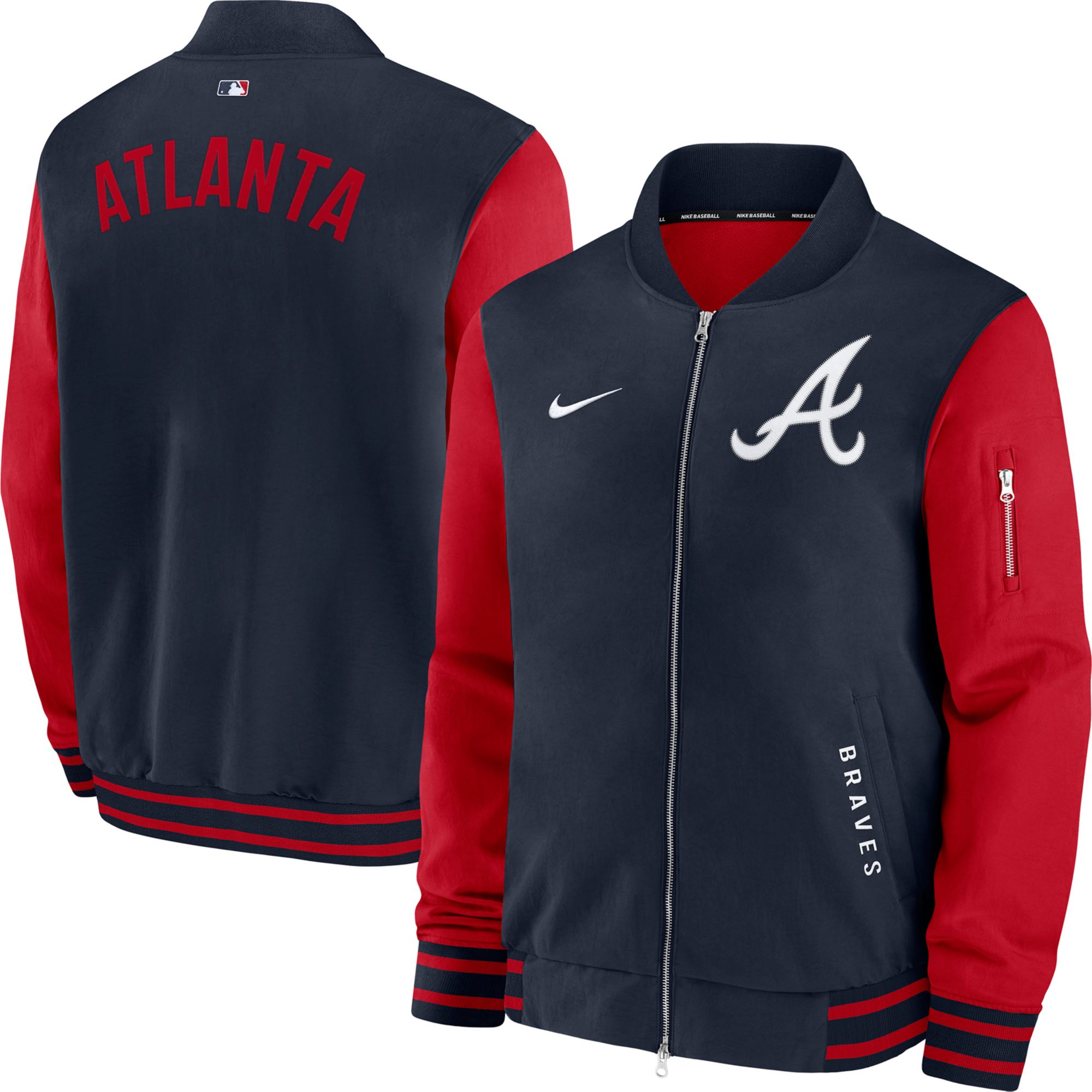 Nike Men's Atlanta Braves Blue Authentic Collection Bomber Jacket