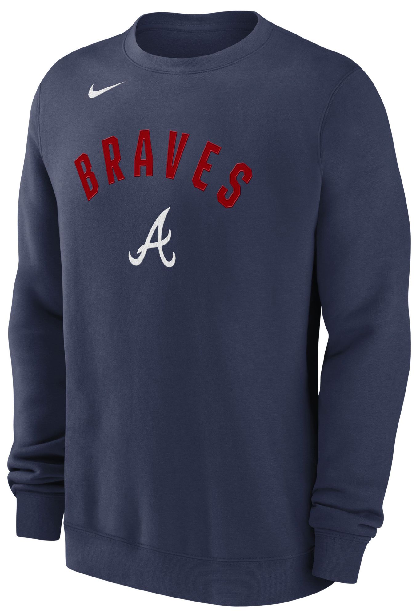 Nike Men's Atlanta Braves Navy Twill Crewneck Sweatshirt