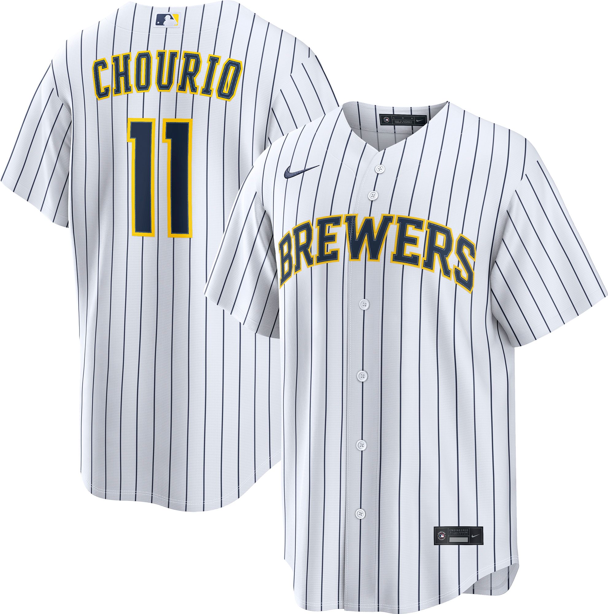 Nike Men's Milwaukee Brewers Jackson Chourio #11 Navy Alternate Replica Jersey