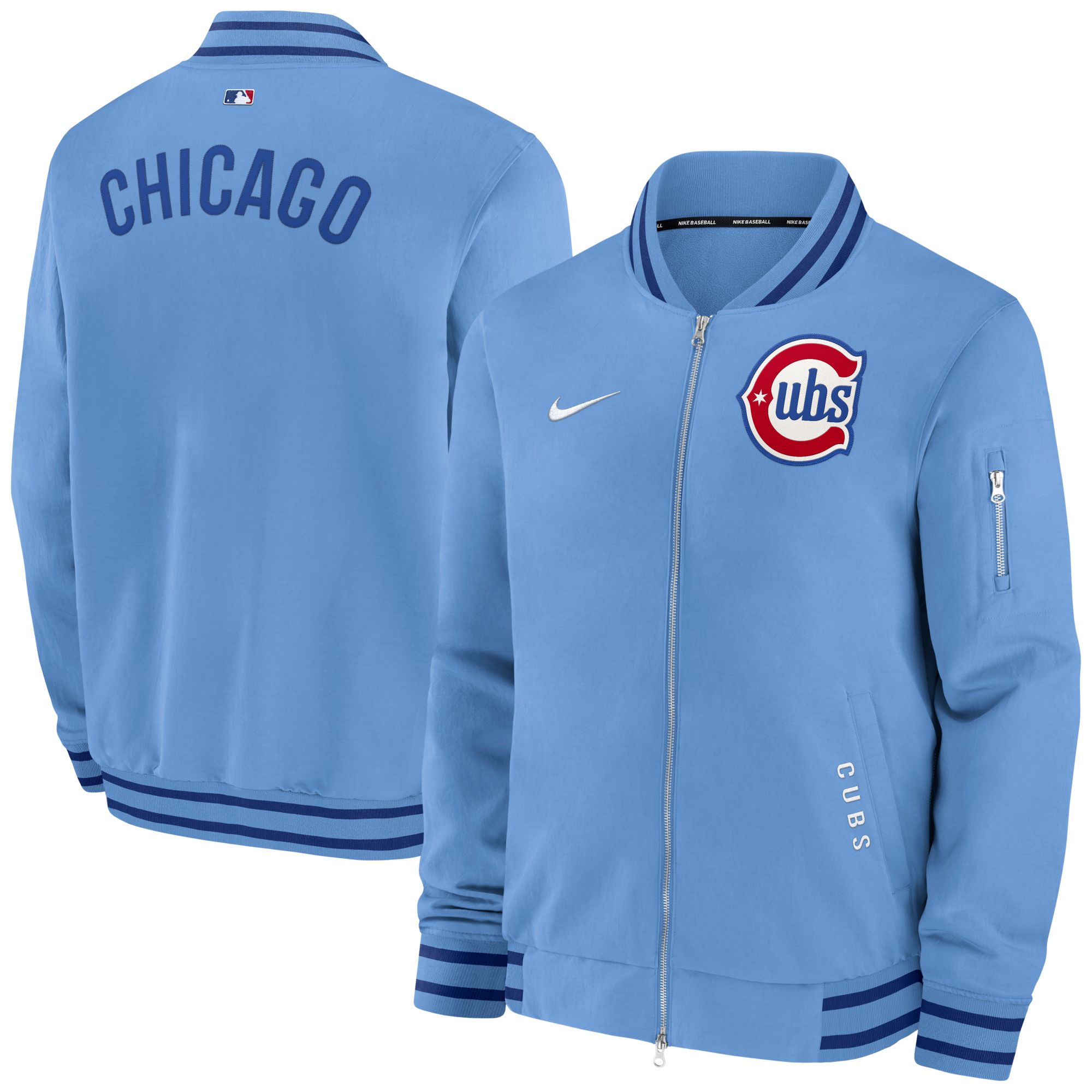 Nike Men's Chicago Cubs Blue Authentic Collection Bomber Jacket