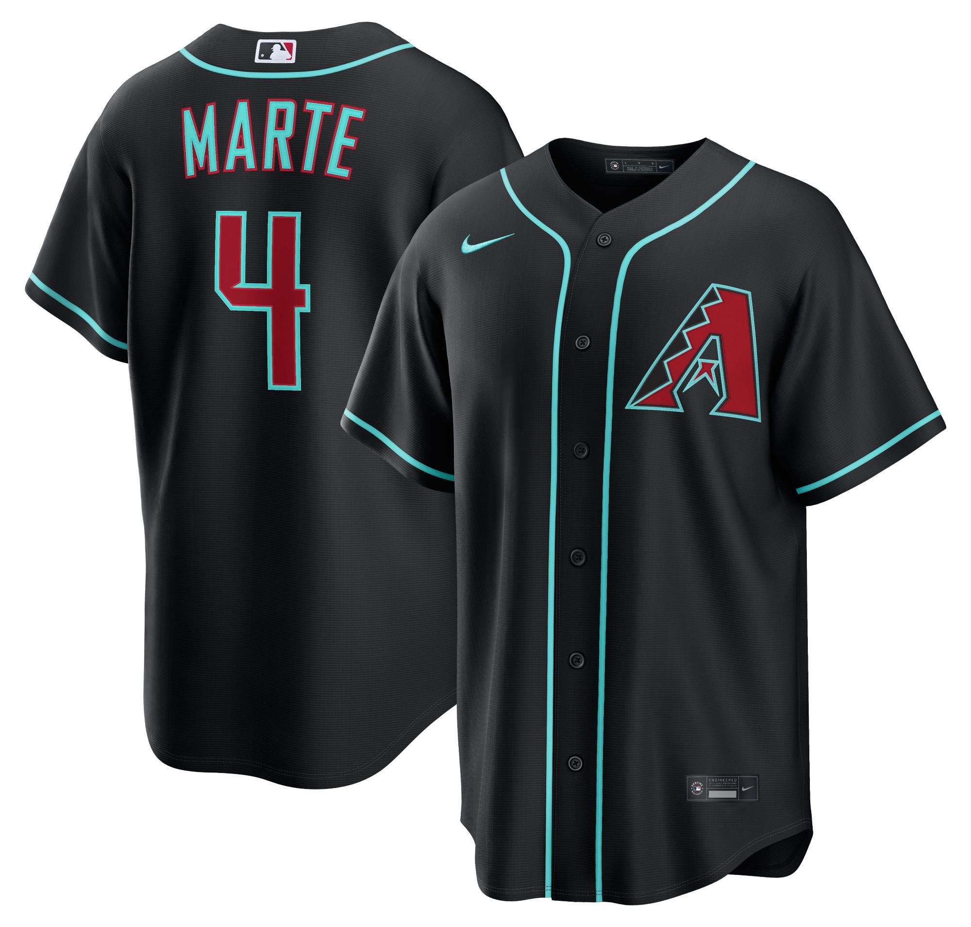 Nike Men's Arizona Diamondbacks Black Ketel Marte #4 Alternate Replica Jersey