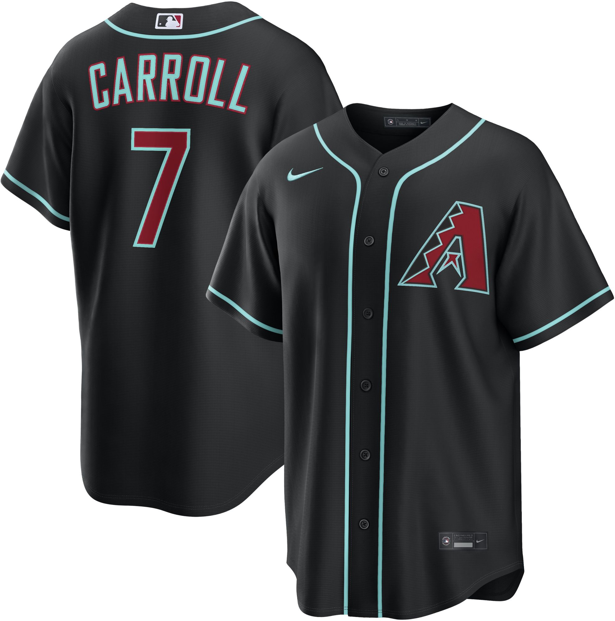 Nike Men's Arizona Diamondbacks Black Corbin Carroll #7 Alternate Replica Jersey