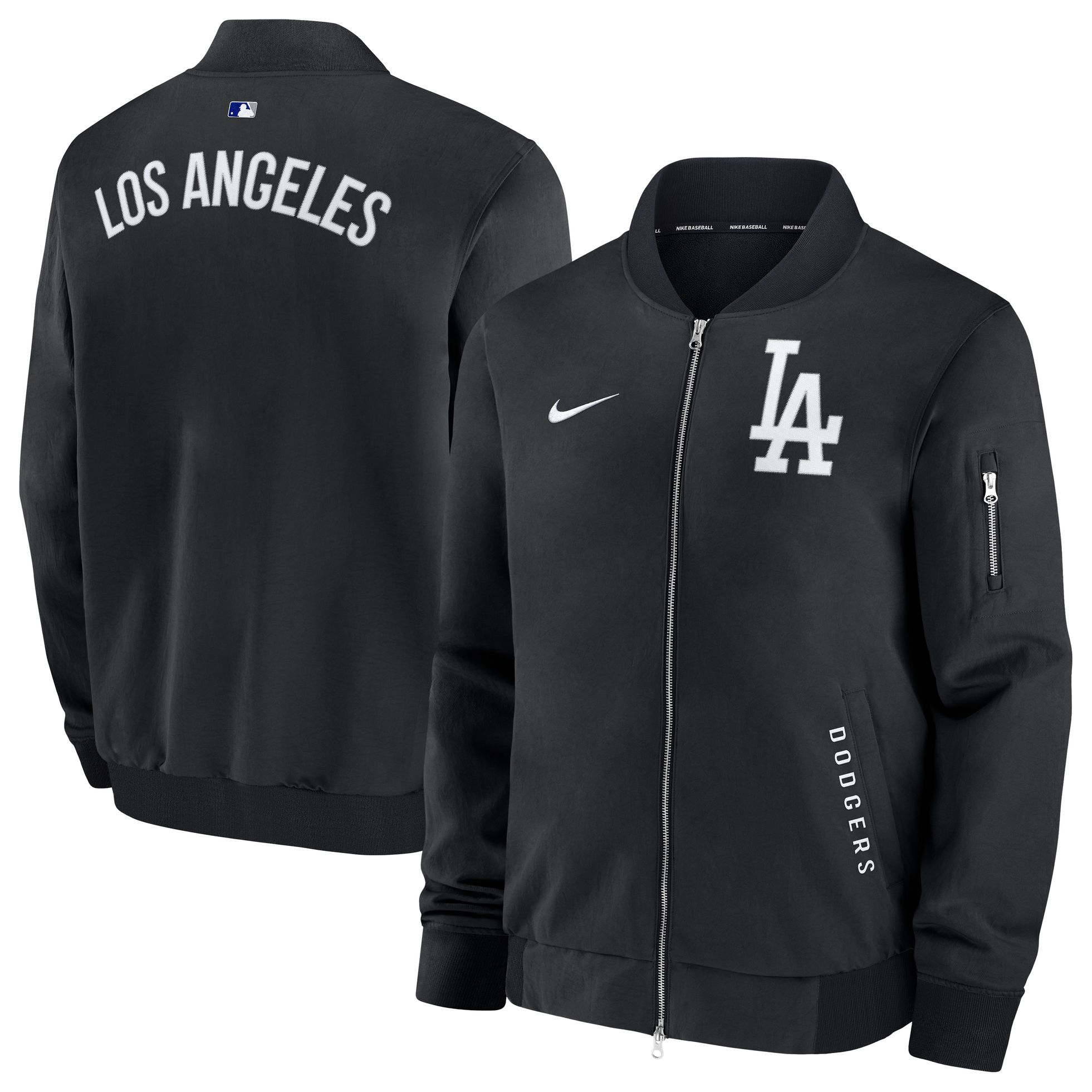 Nike Men's Los Angeles Dodgers Black Authentic Collection Bomber Jacket