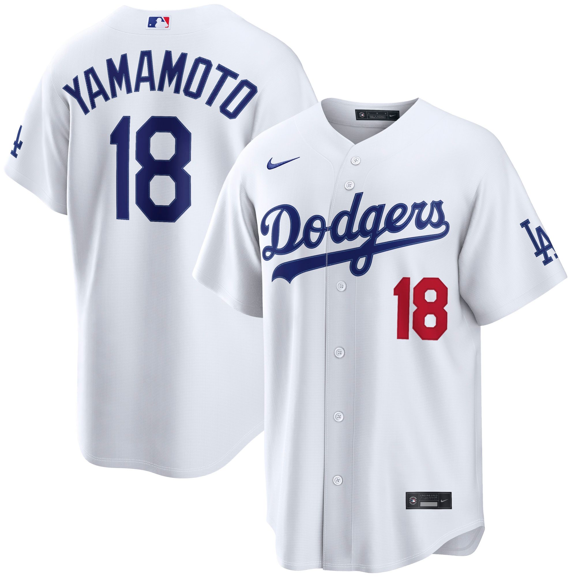 Nike Men's Los Angeles Dodgers Yoshinobu Yamamoto #18 White Home Stadium Jersey