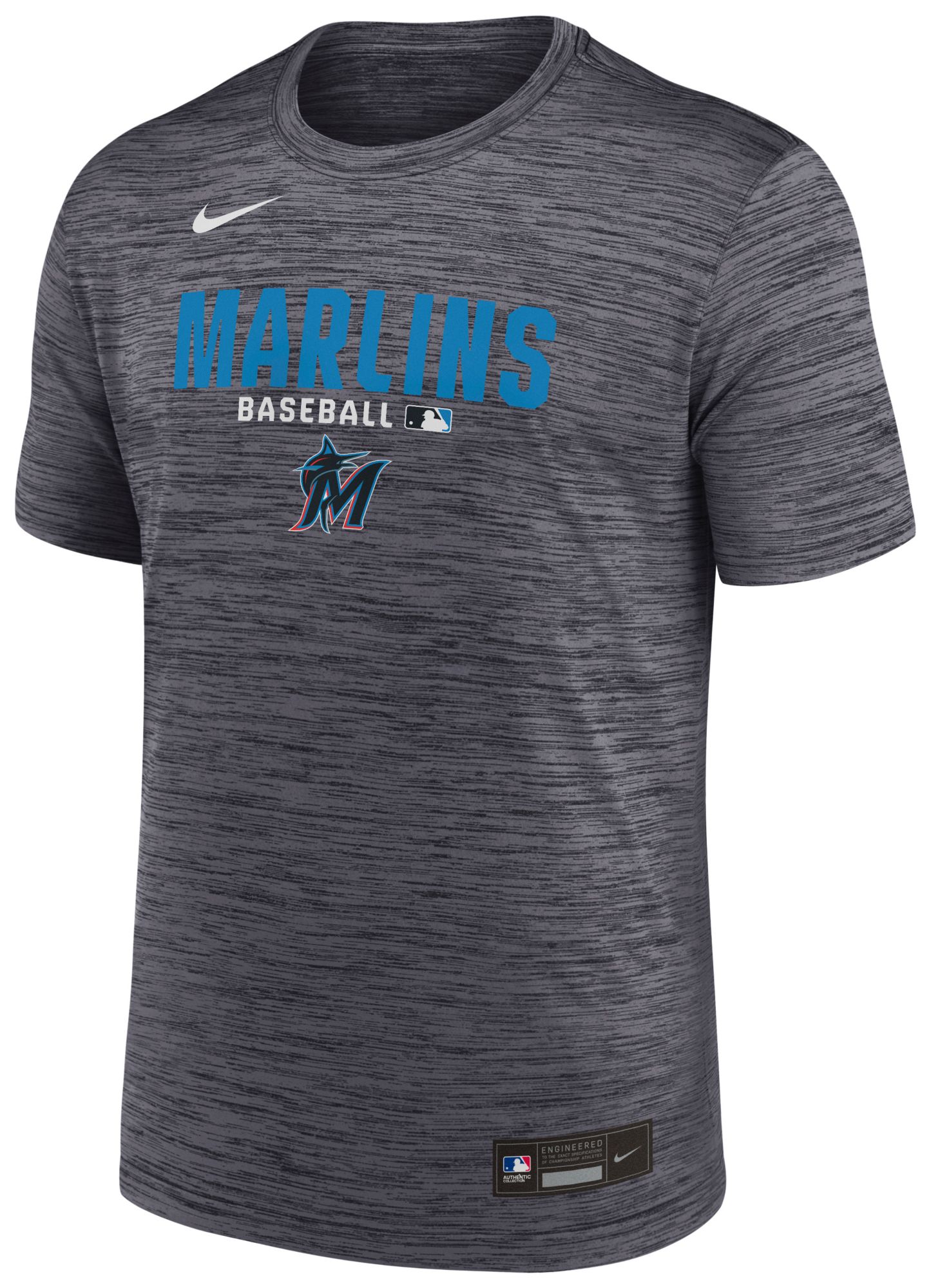 Nike Men's Miami Marlins Black Authentic Collection Velocity T-Shirt