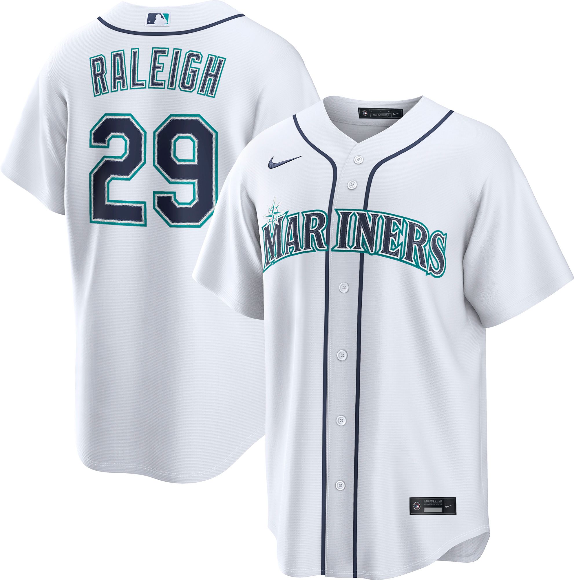 Nike Men's Seattle Mariners White Cal Raleigh #29 Home Replica Jersey