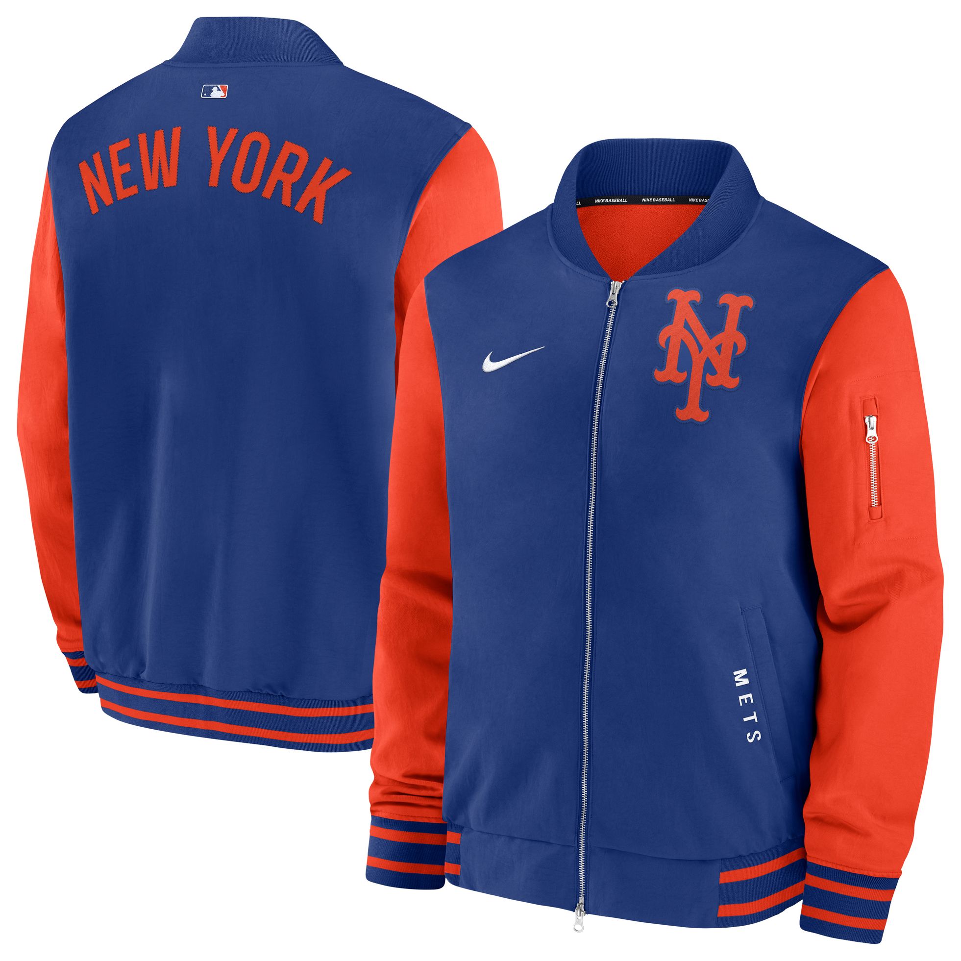 Nike Men's New York Mets Blue Authentic Collection Bomber Jacket