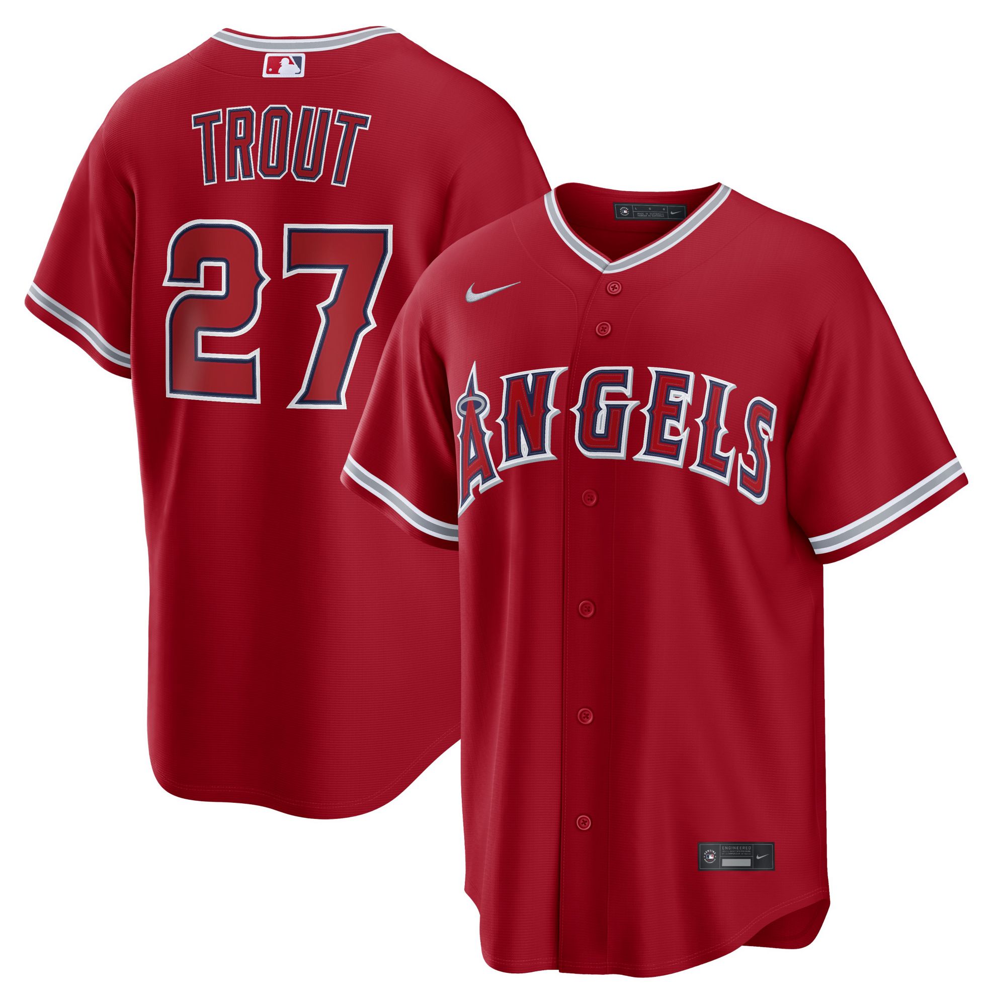 Nike Men's Los Angeles Angels Mike Trout #27 Red Alternate Replica Jersey