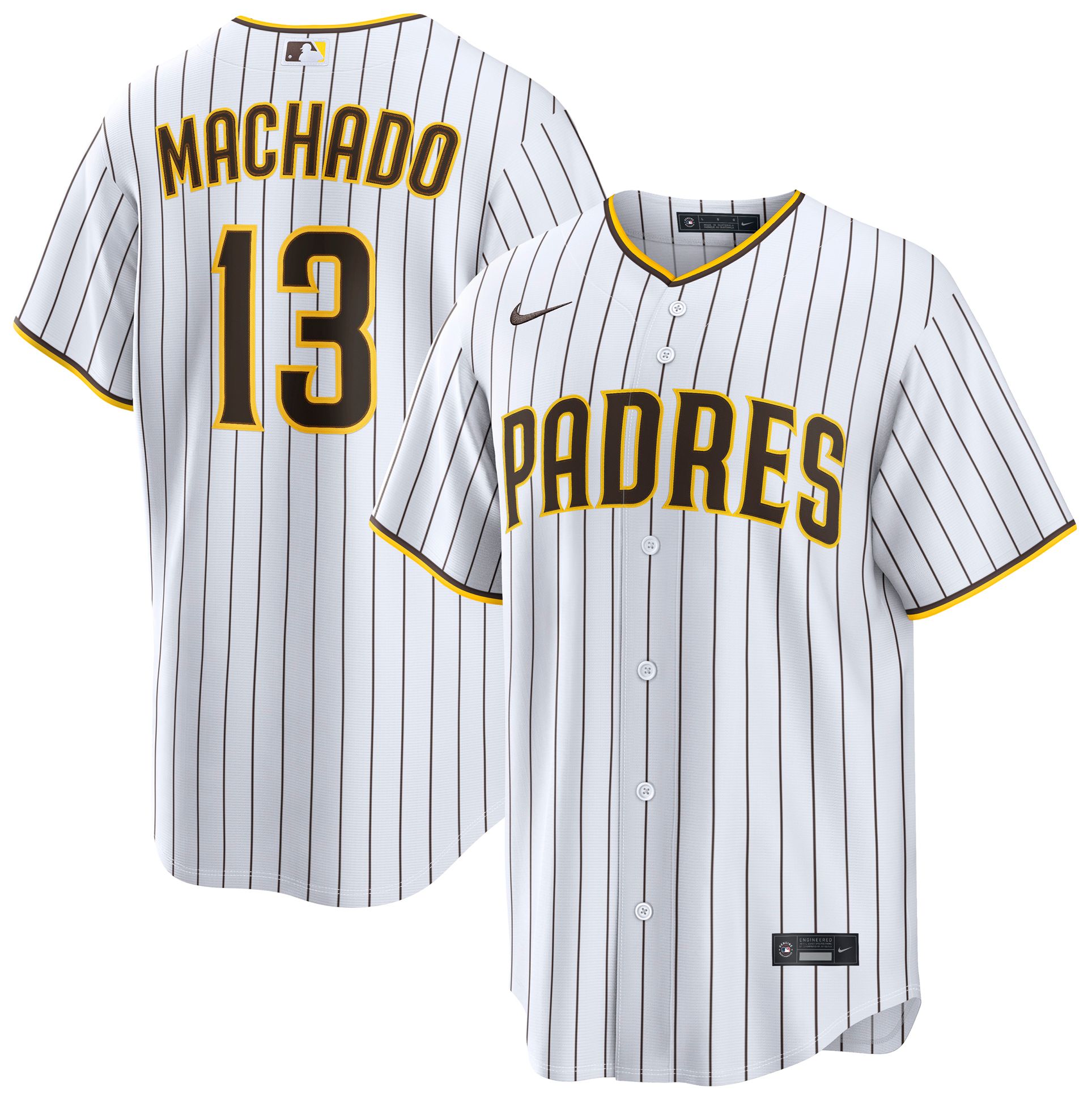 Nike Men's San Diego Padres Manny Machado #13 White Home Replica Jersey