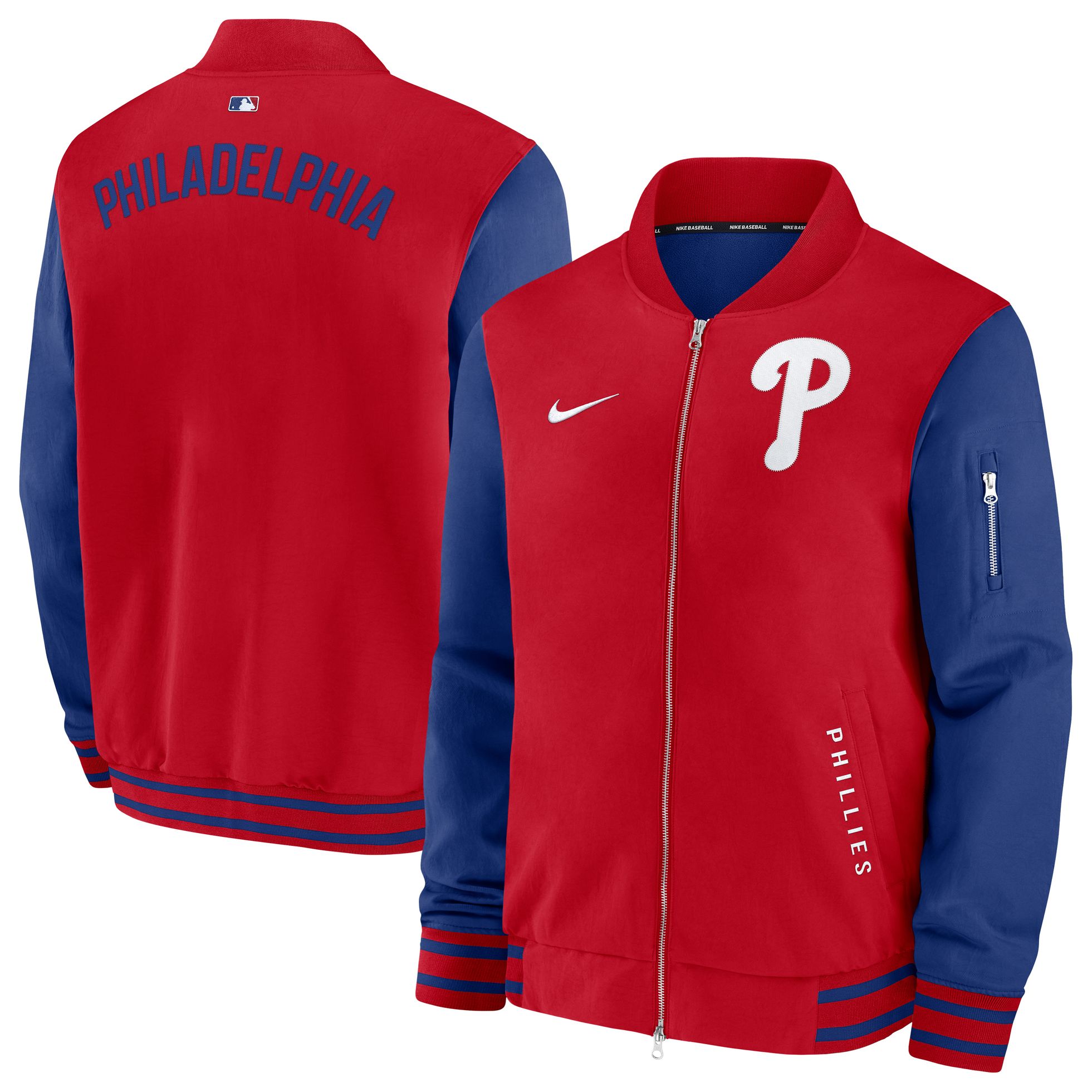 Nike Men's Philadelphia Phillies Red Authentic Collection Bomber Jacket