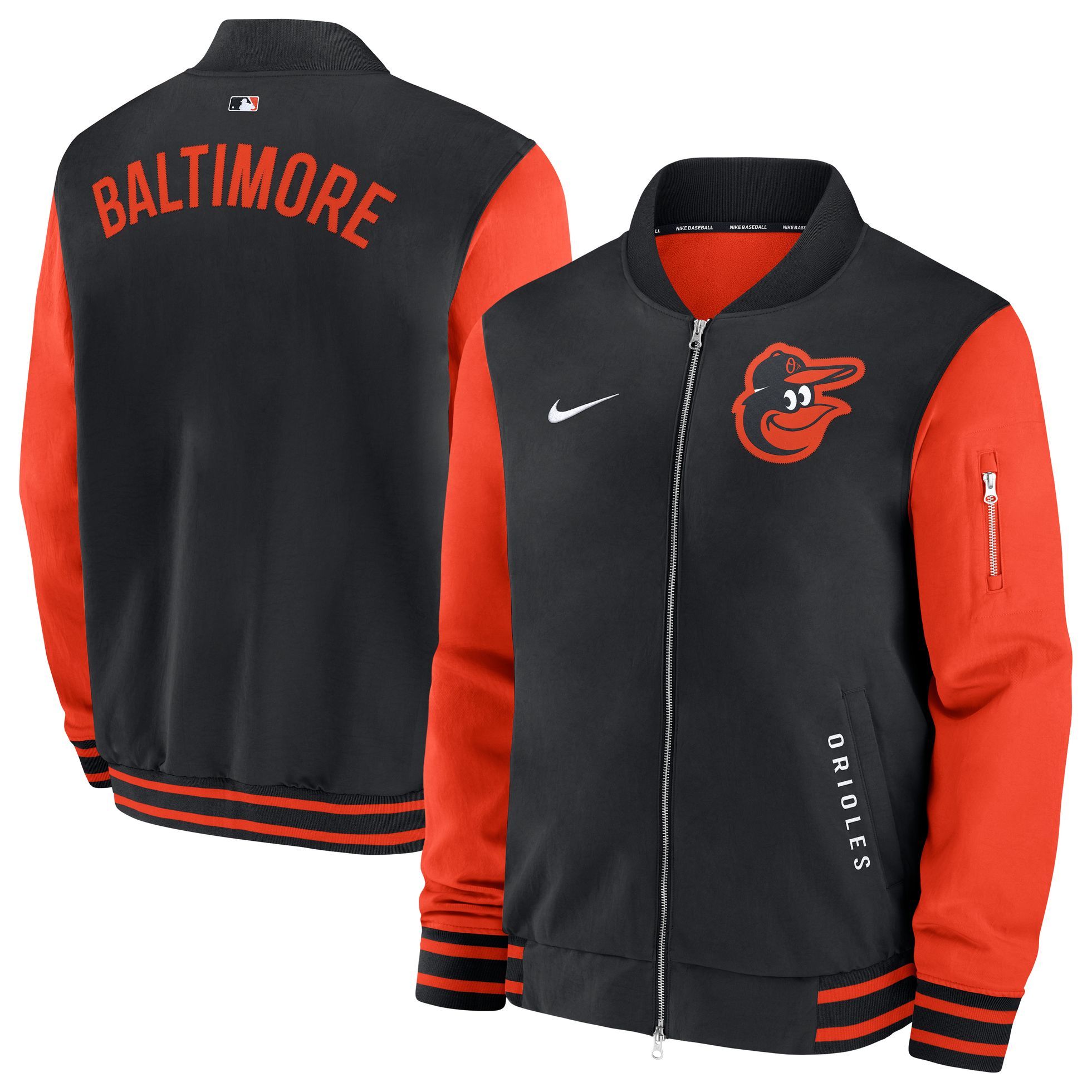 Nike Men's Baltimore Orioles Black Authentic Collection Bomber Jacket