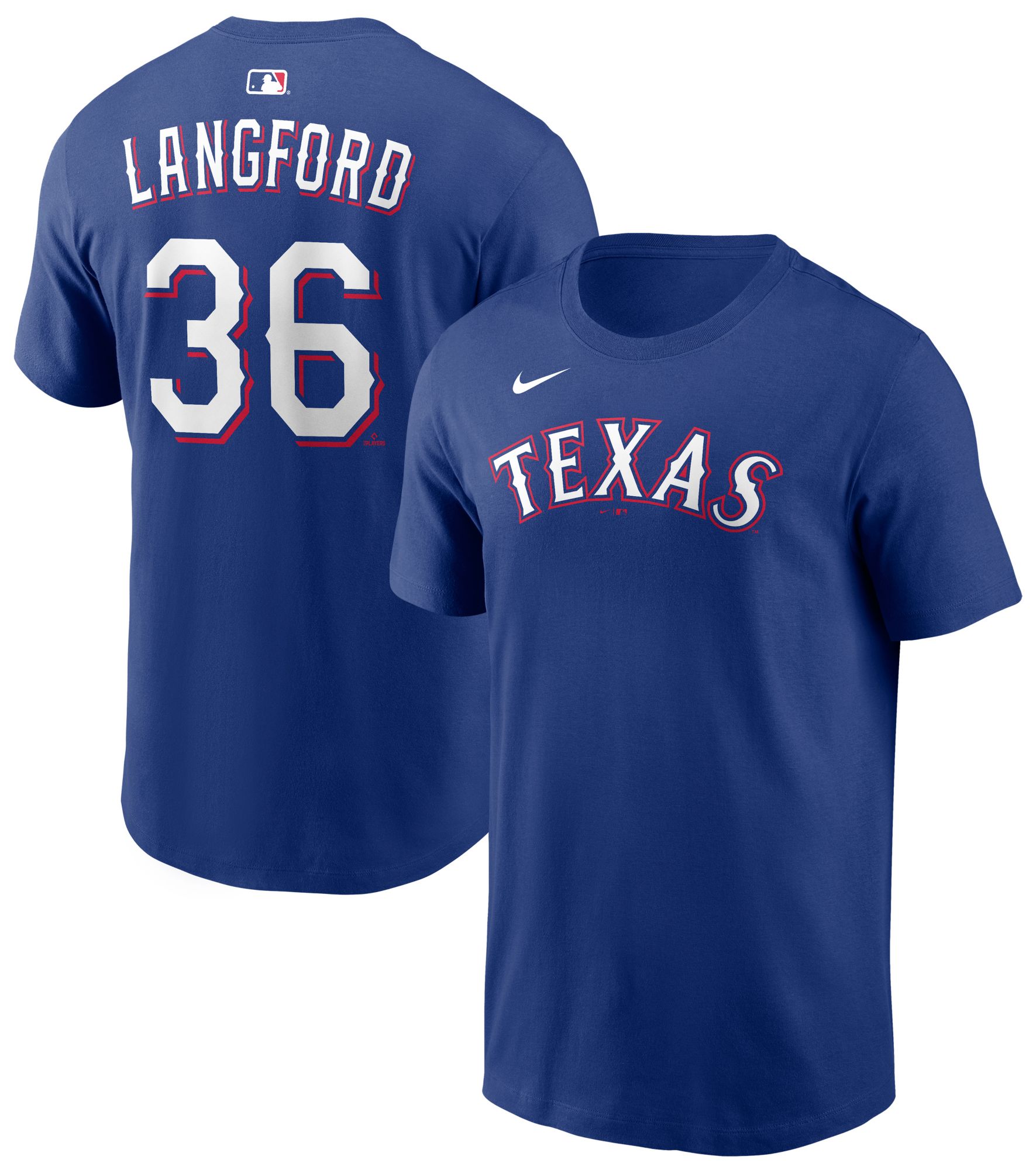 Nike Men's Texas Rangers Wyatt Langford #36 Blue Home T-Shirt