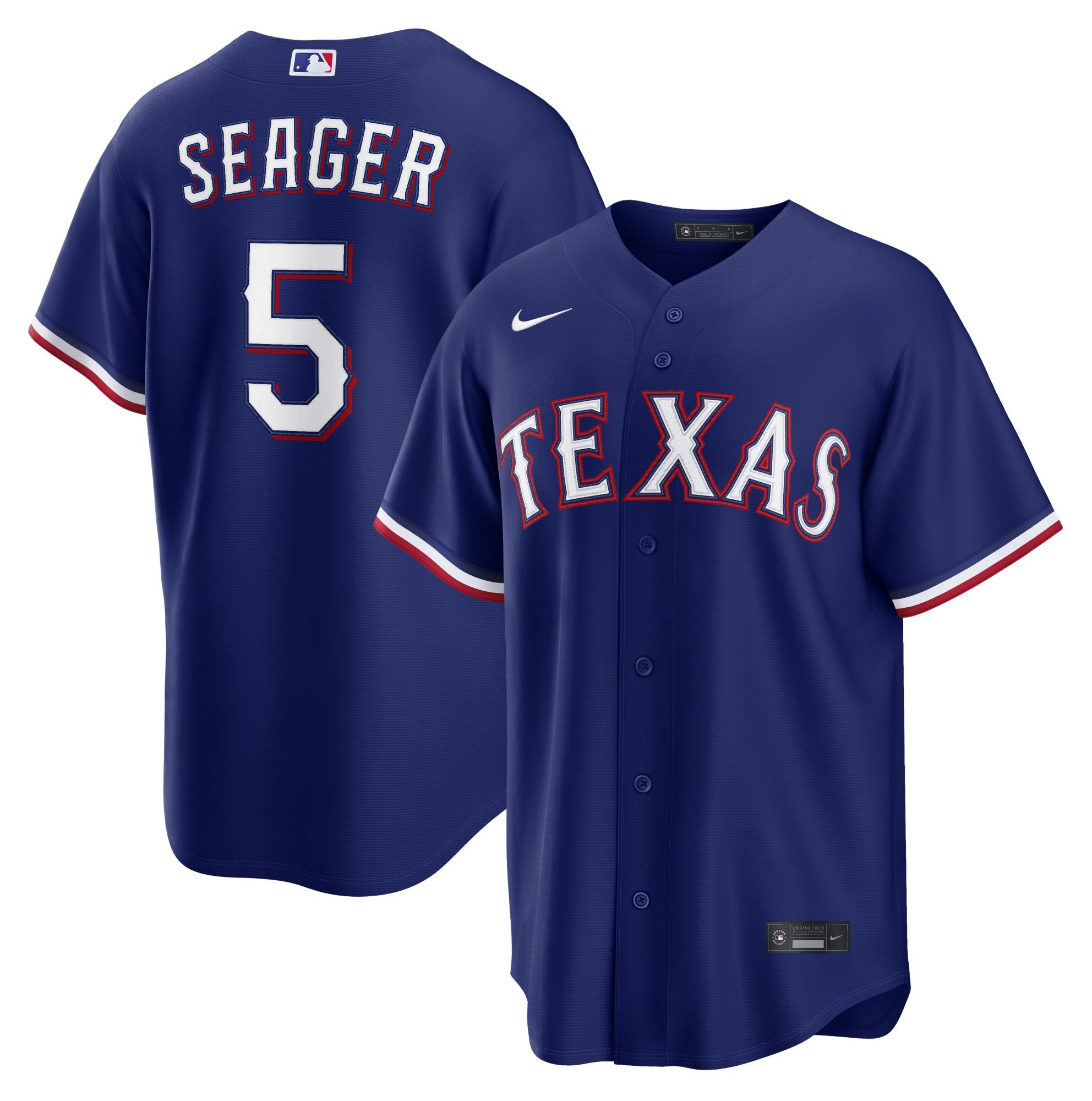 Nike Men's Texas Rangers Corey Seager #5 Royal Alternate 2 Replica Jersey