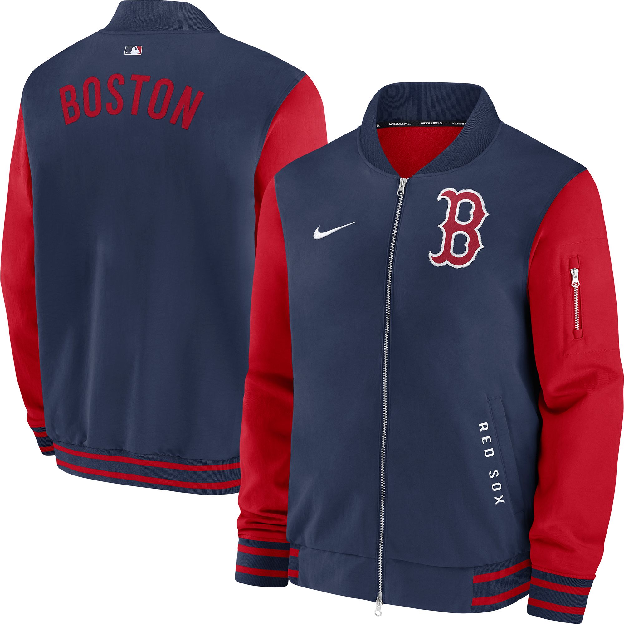 Nike Men's Boston Red Sox Navy Authentic Collection Bomber Jacket