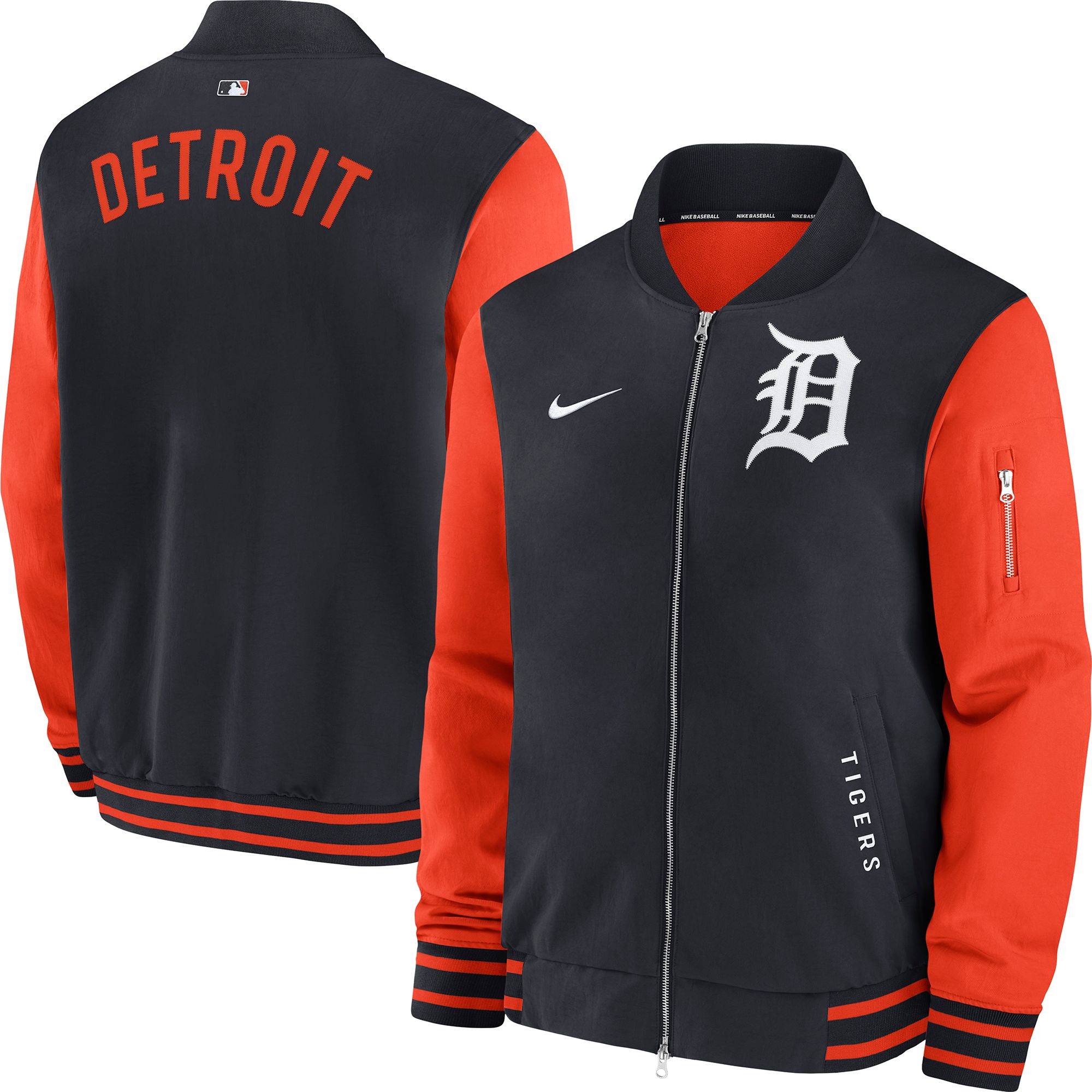 Nike Men's Detroit Tigers Blue Authentic Collection Bomber Jacket