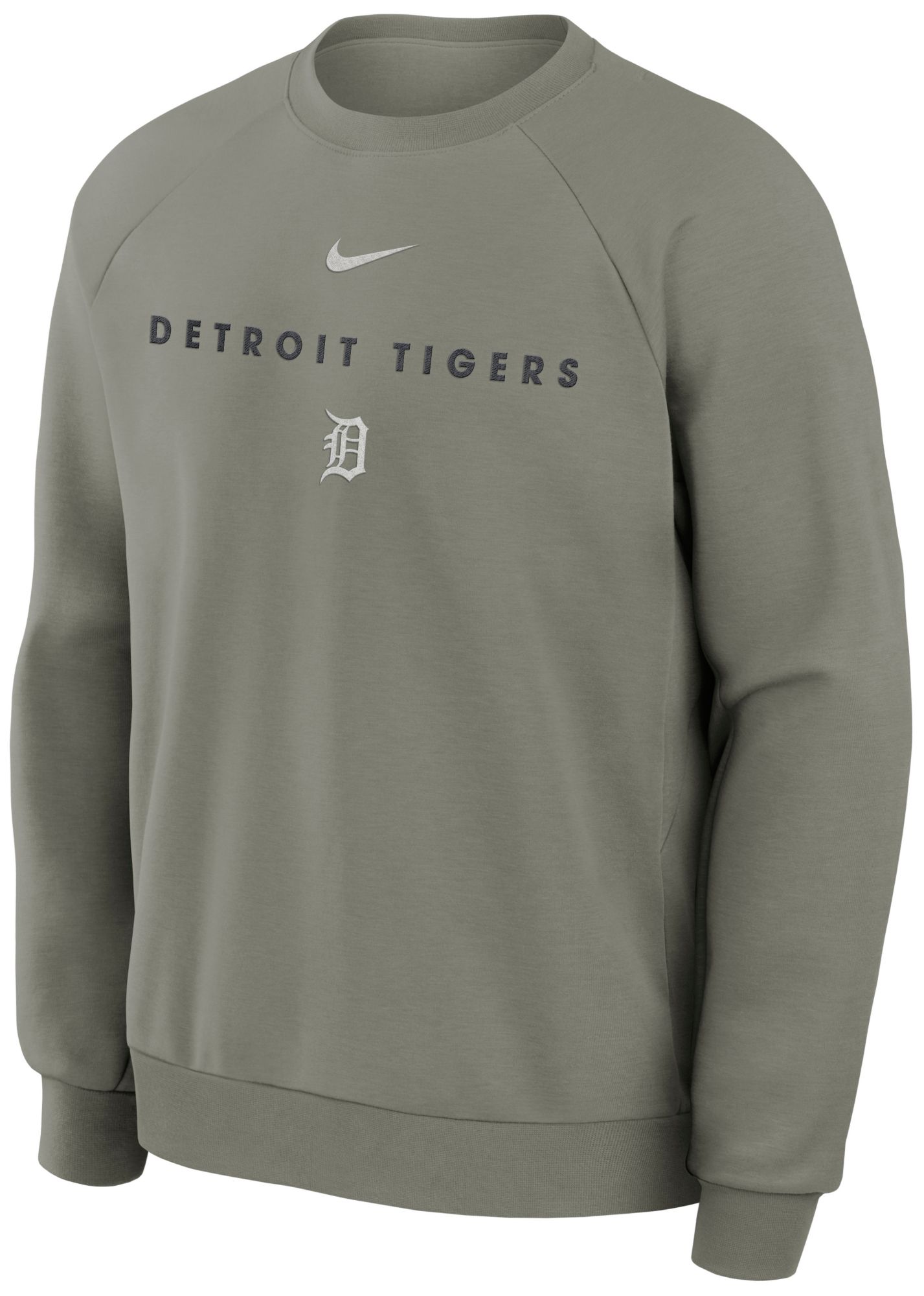 Nike Men's Detroit Tigers Gray Dri-FIT Primary Fleece UV Crewneck Sweatshirt