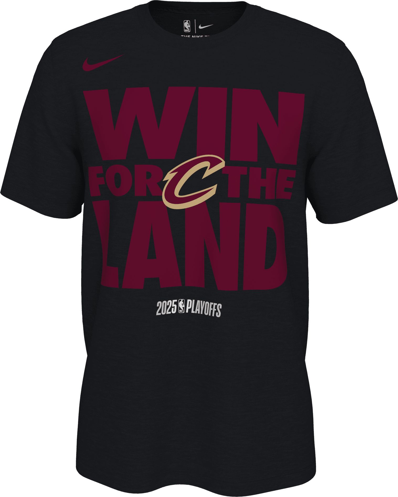 Nike Adult 2024-25 NBA Playoffs Cleveland Cavaliers "Win For The Land" Mantra Black T-Shirt