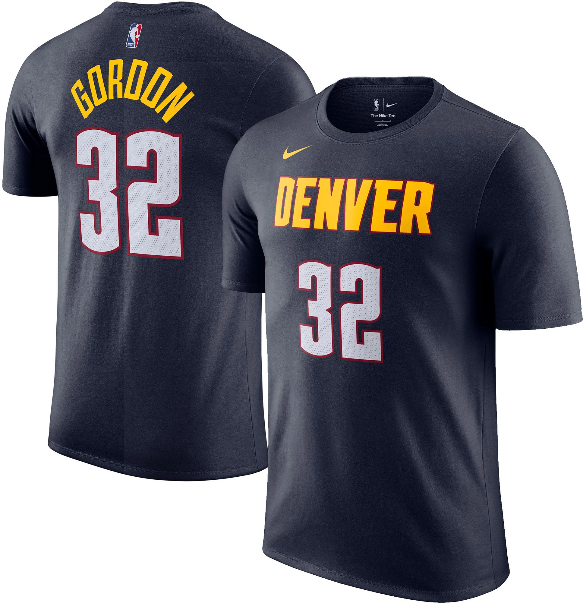 Nike Men's Denver Nuggets Aaron Gordon #32 Navy T-Shirt