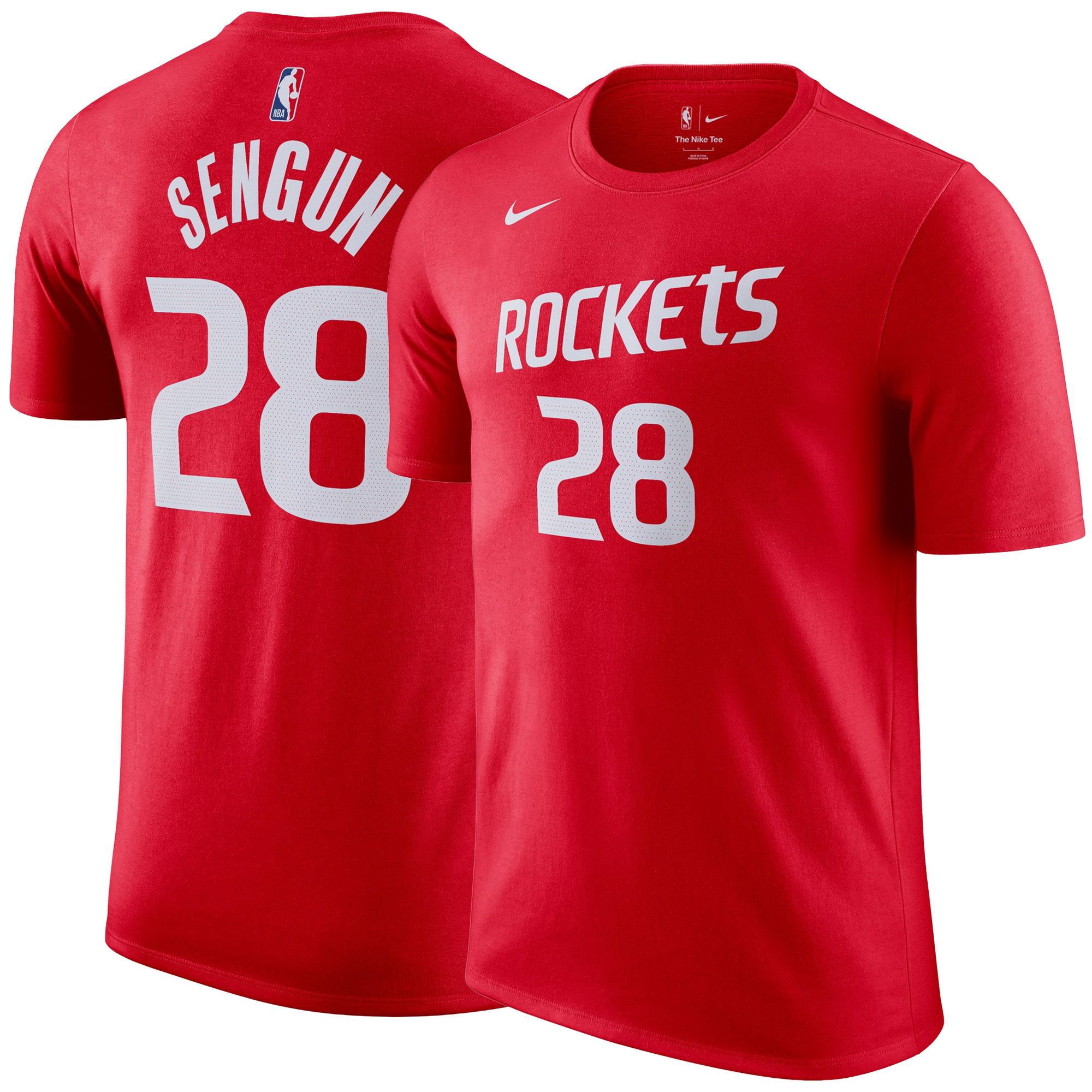 Nike Men's Rockets Icon Essential Name & Number Sengun Short Sleeve Graphic T-shirt