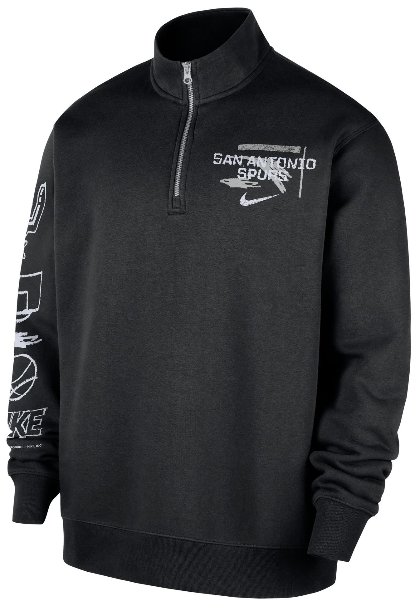 Nike Men's San Antonio Spurs Black 1/2-Zip Club Top