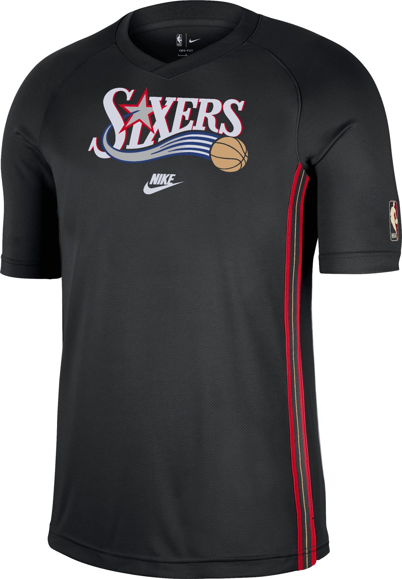 Nike Adult Philadelphia 76ers Black Hardwood Classics Pregame T-Shirt