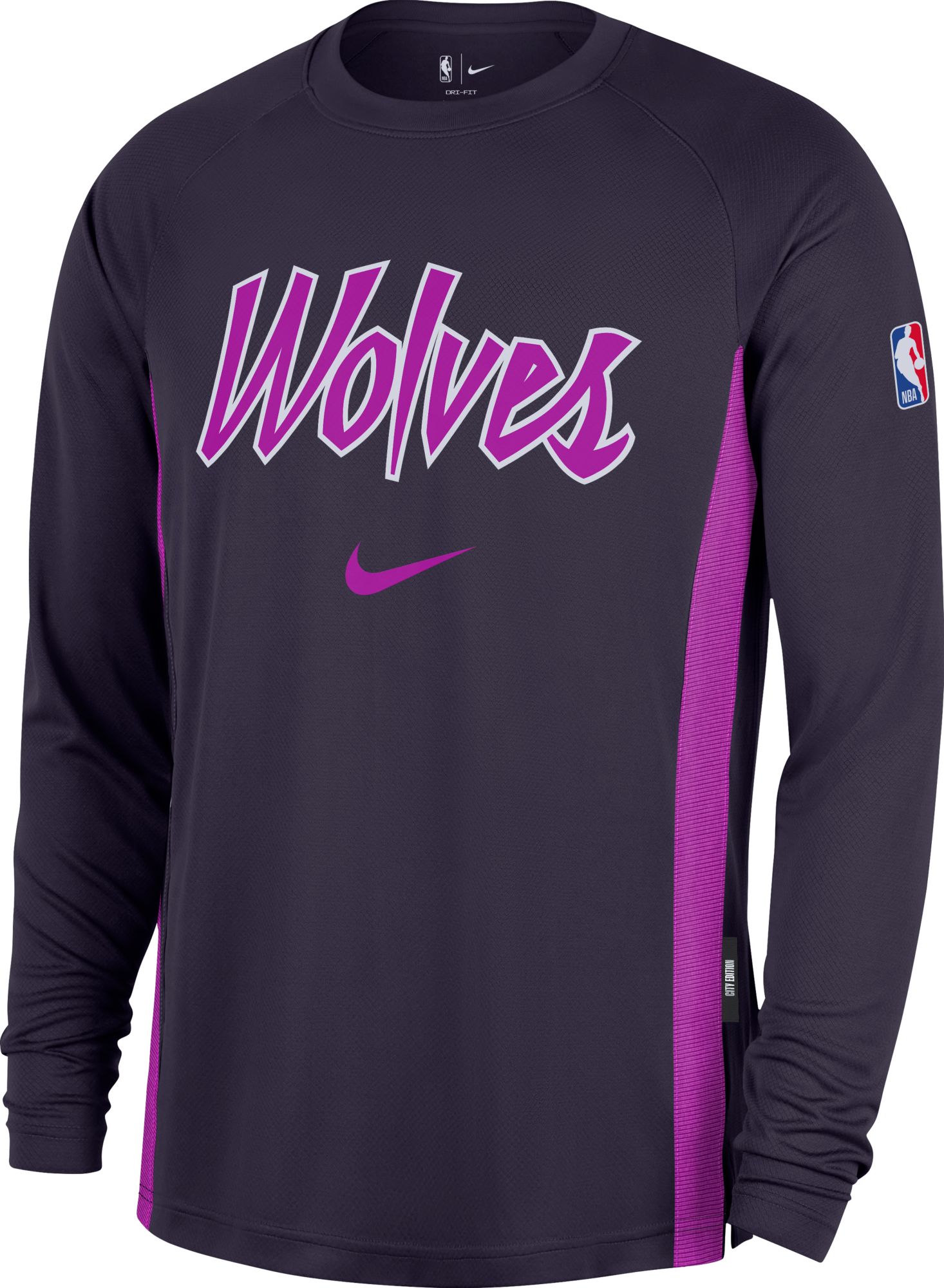 Nike Adult 2025-26 City Edition Minnesota Timberwolves On Court Pregame Long Sleeve Shirt