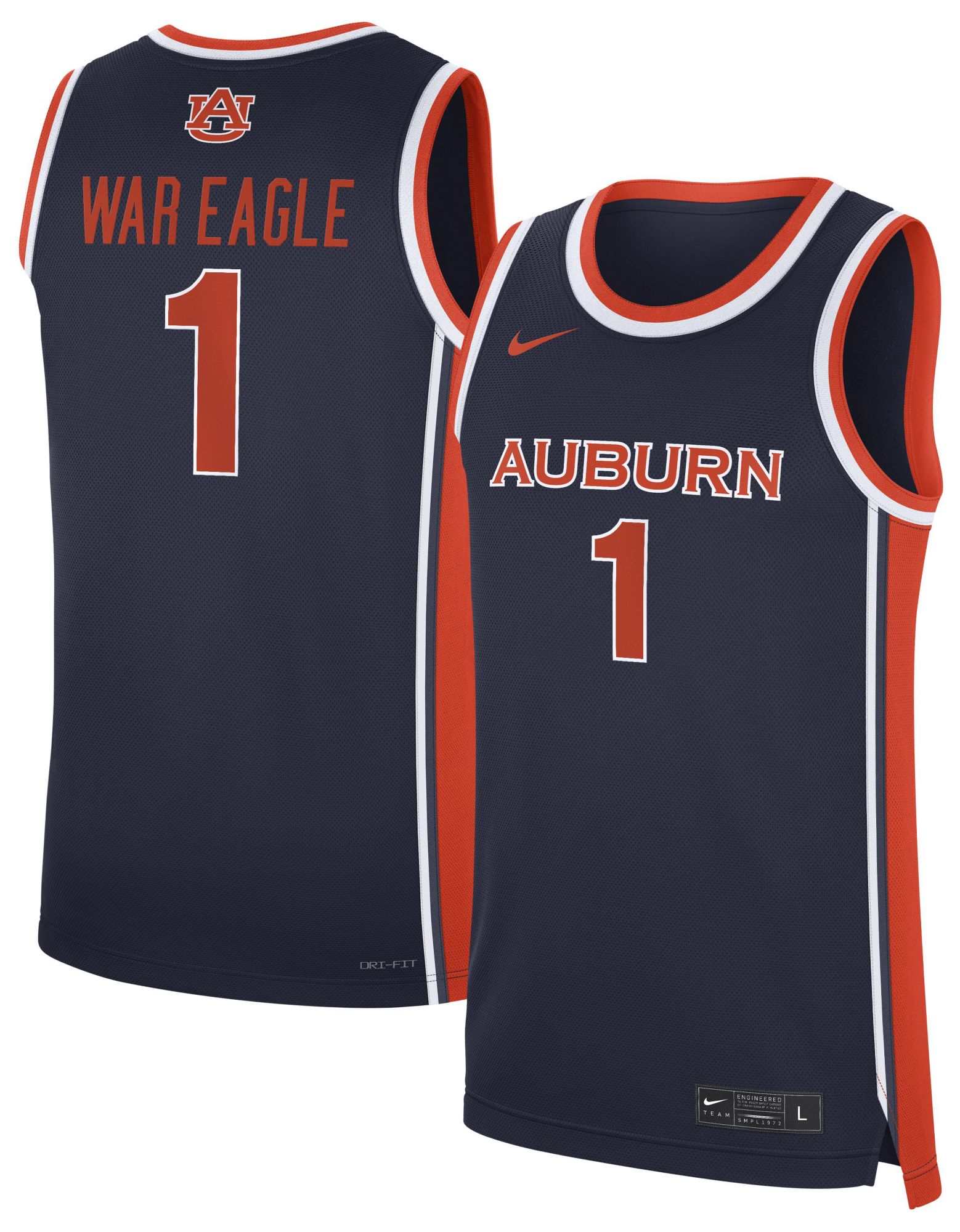Nike Adult Auburn Tigers Navy Replica Basketball Jersey, Men's