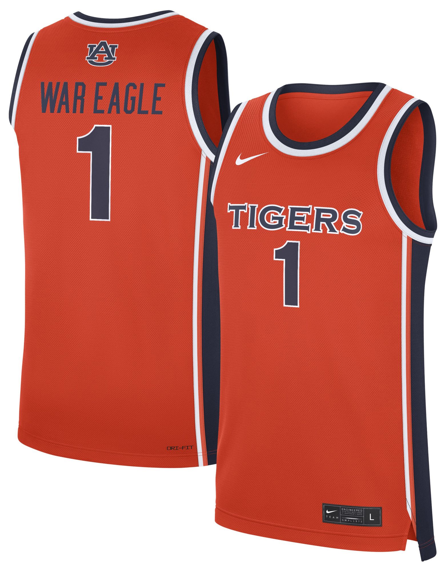 Nike Adult Auburn Tigers Orange Replica Basketball Jersey