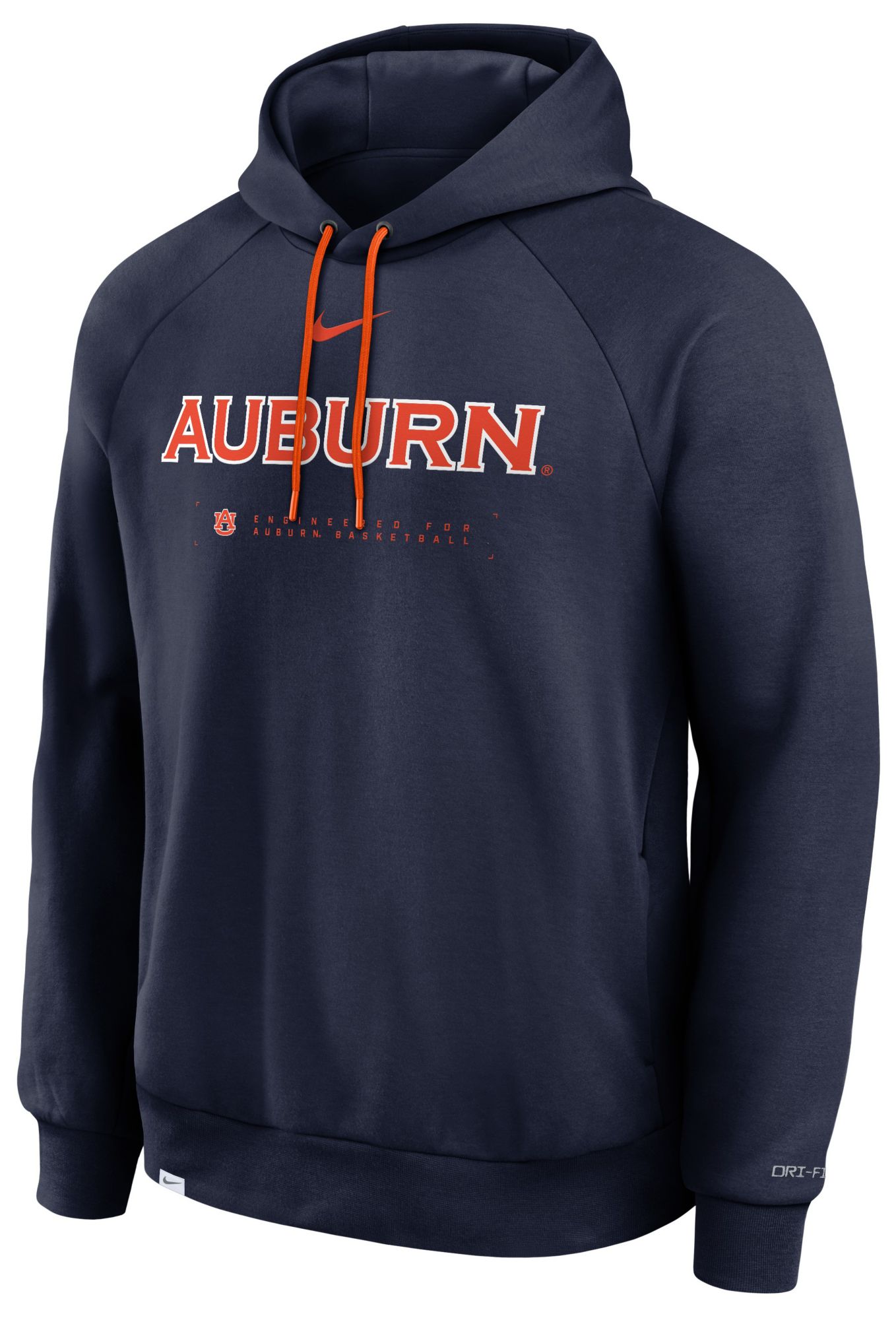 Nike Adult Auburn Tigers Courtside College Navy Pullover Practice Hoodie, Men's