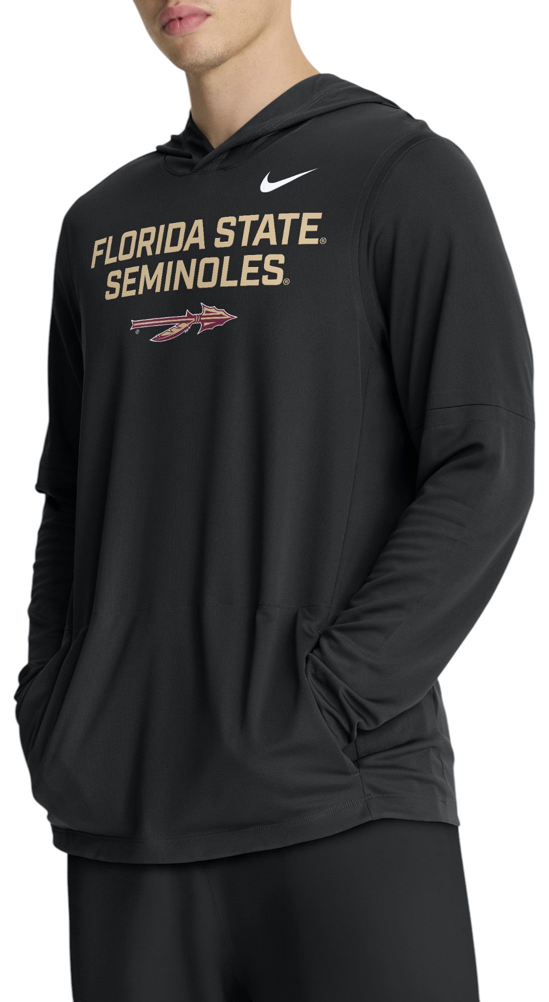 Nike Men's Florida State Seminoles Black Dri-FIT Long Sleeve Hoodie T-Shirt
