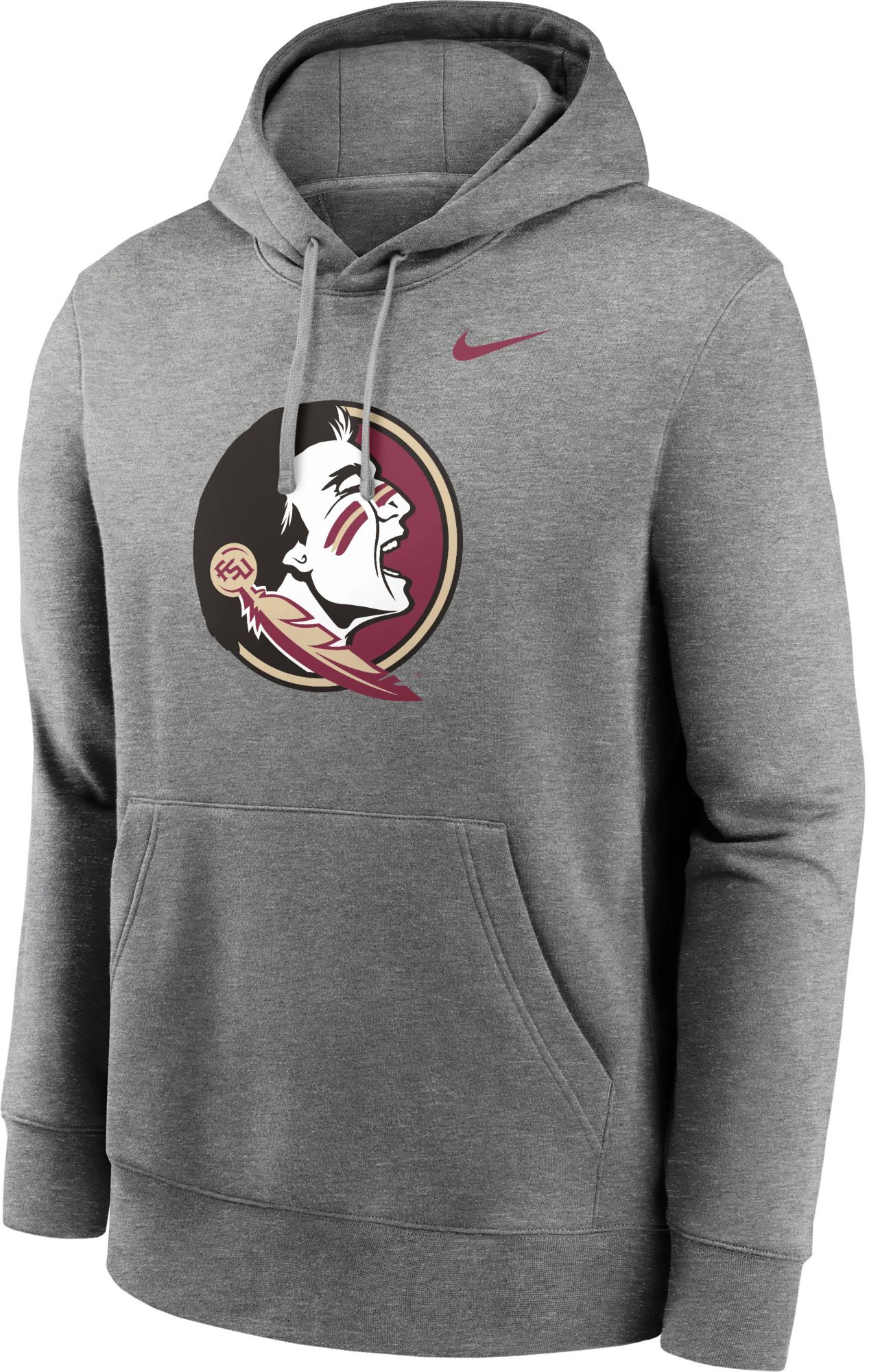 Nike Men's Florida State Seminoles Dk Grey Heather Logo Club Fleece Hoodie