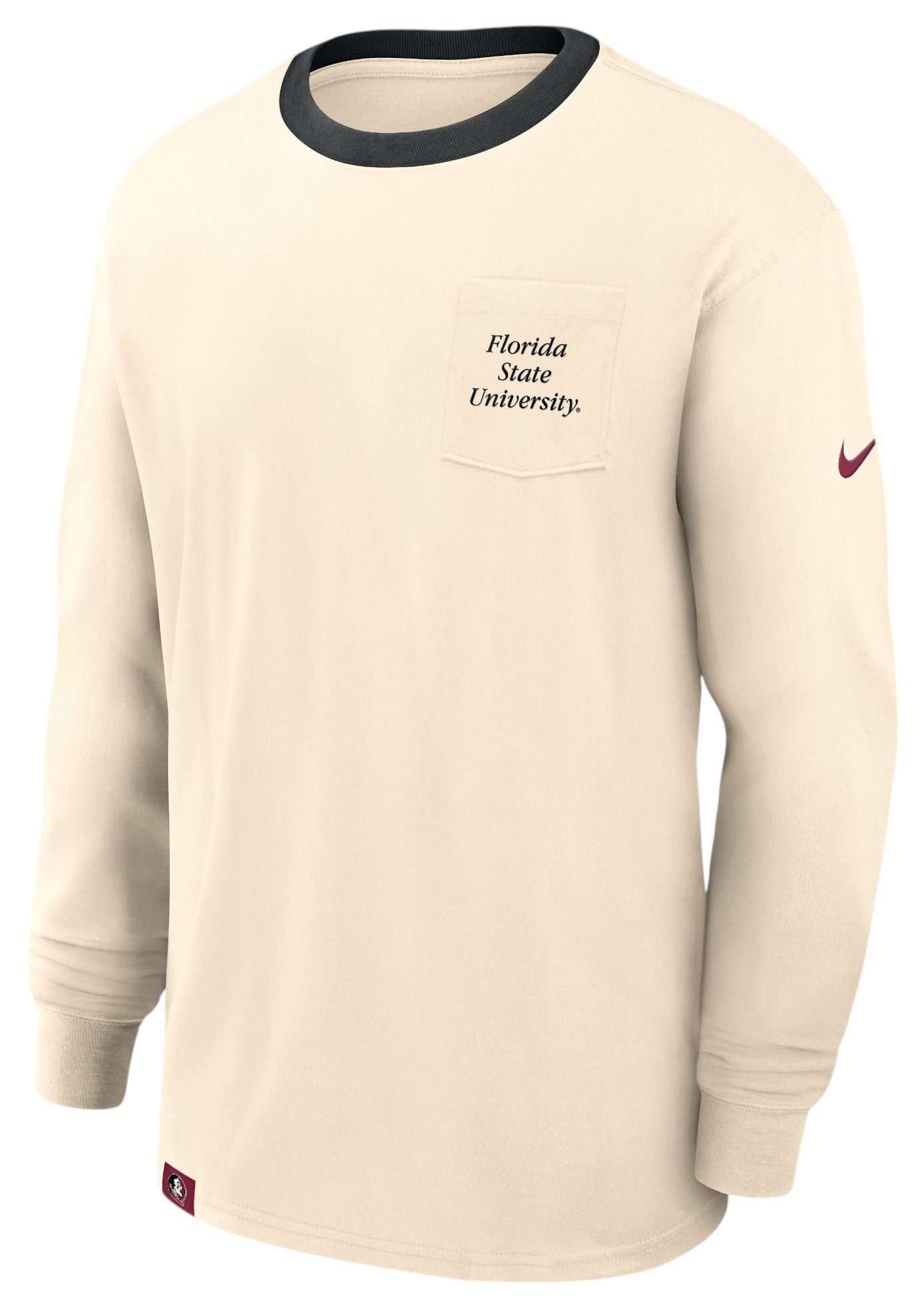 Nike Men's Florida State Seminoles Natural Max 90 Pocket Logo Long Sleeve T-Shirt