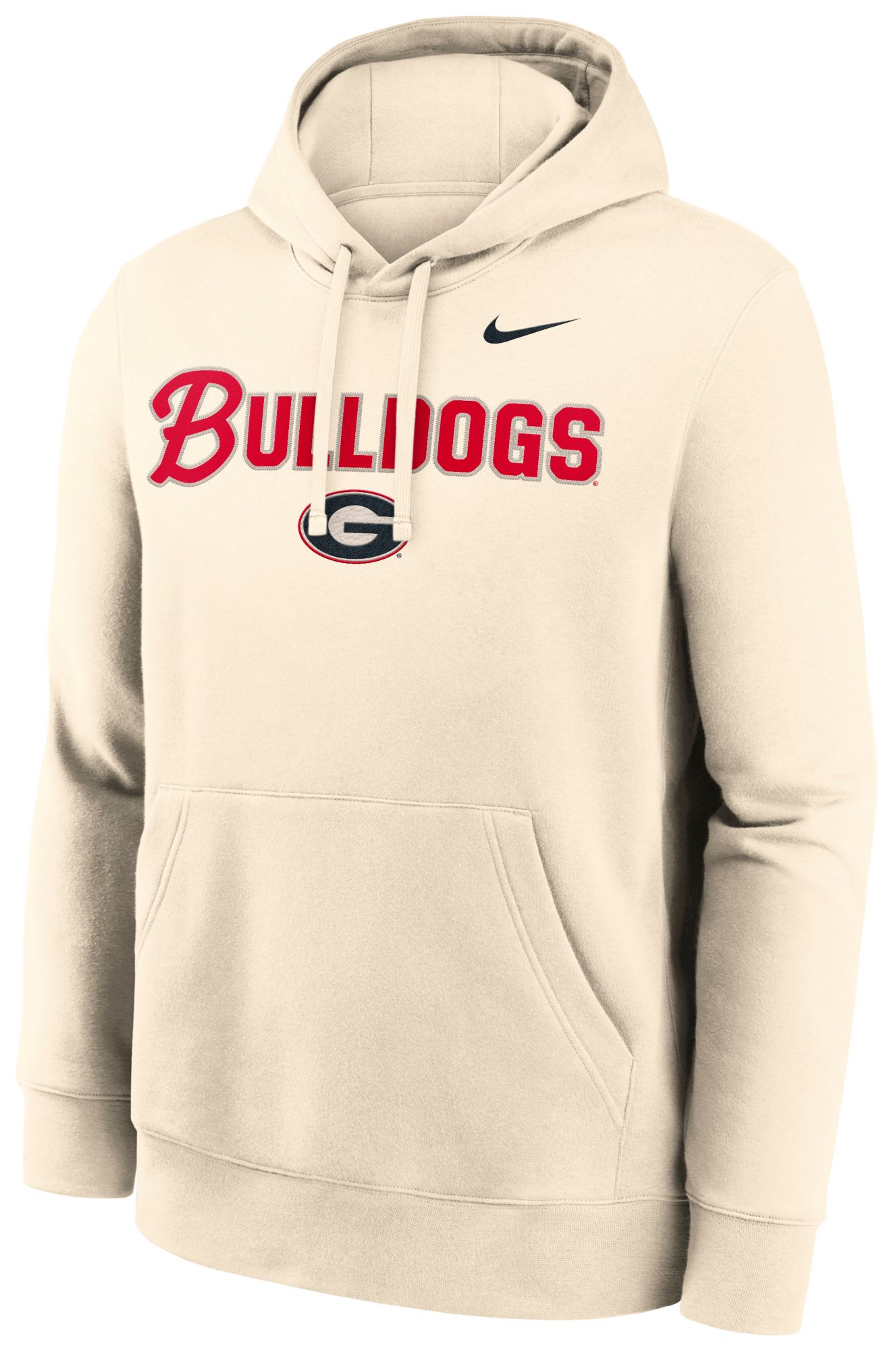 Nike Men's Georgia Bulldogs Natural Club Fleece Tackle Twill Hoodie