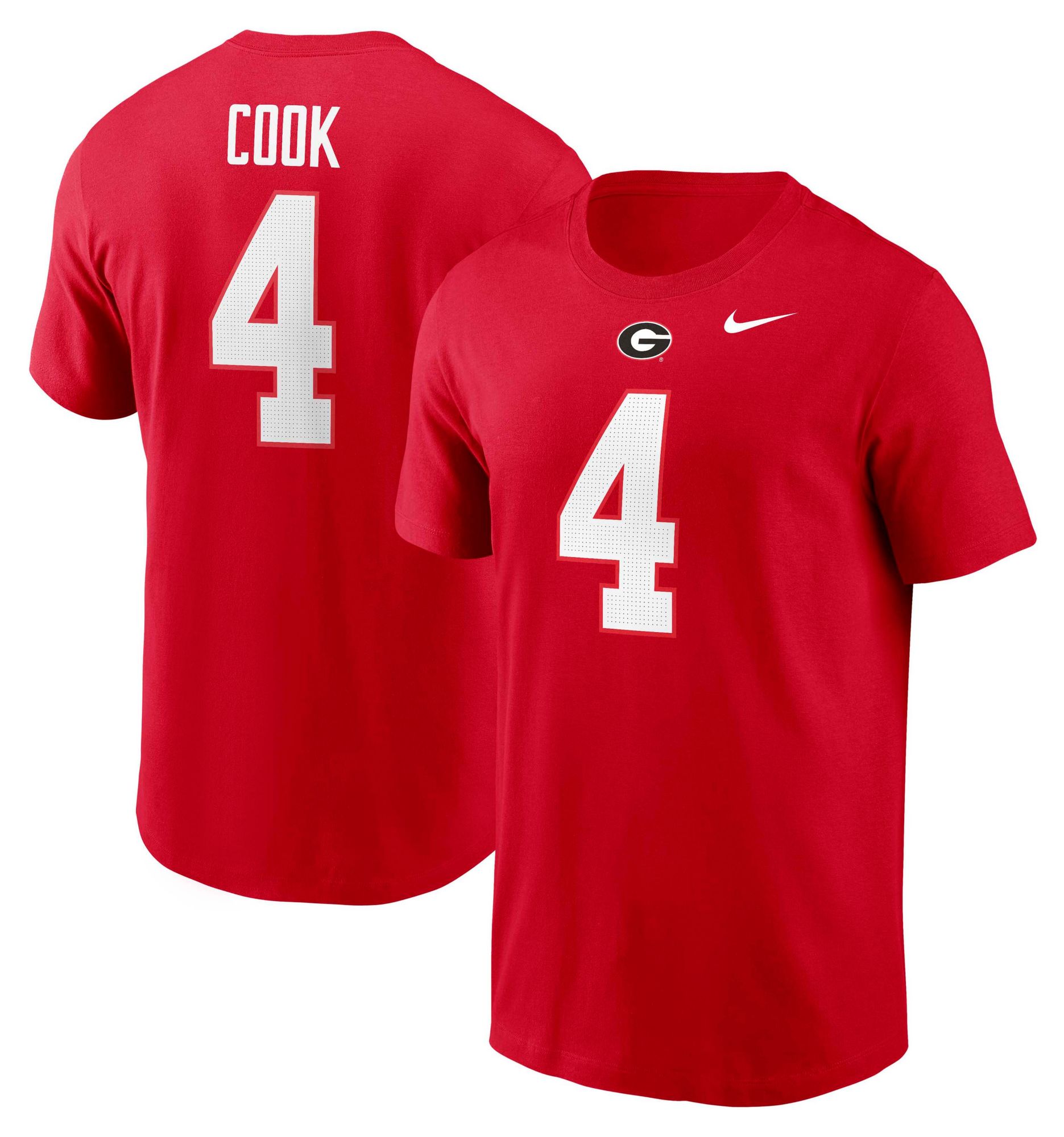Nike Men's Georgia Bulldogs James Cook #4 Red T-Shirt