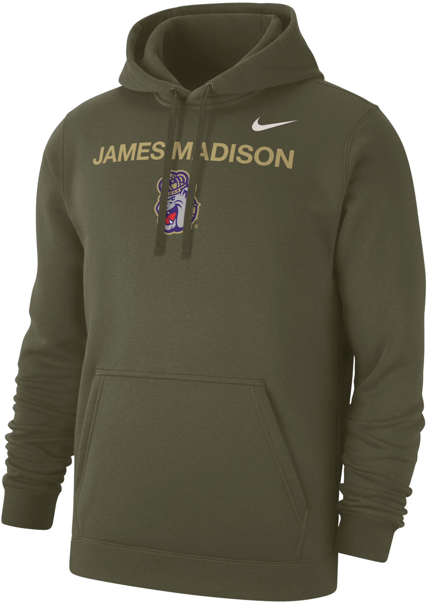 Nike Men's James Madison Dukes Green Military Fleece Hoodie