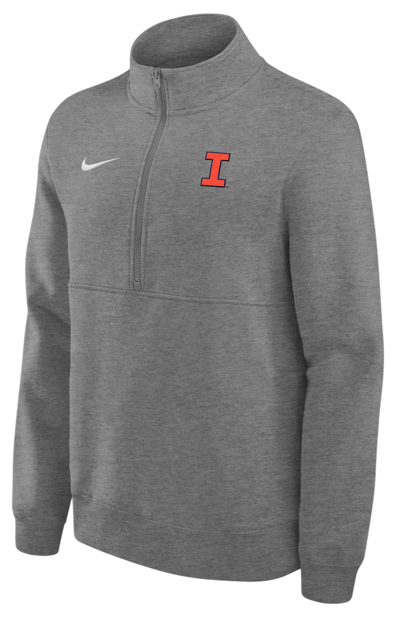 Nike Men's Illinois Fighting Illini Grey Club Fleece Half-Zip