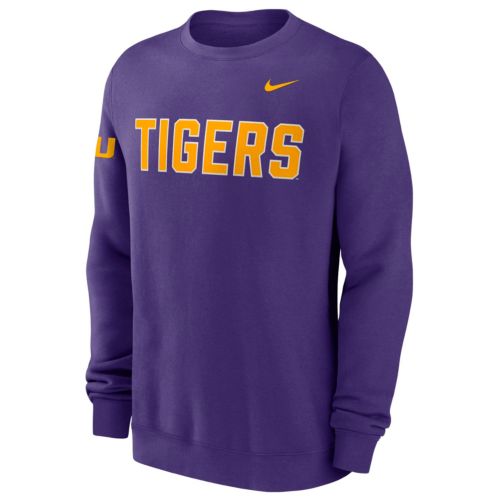 Nike Men's LSU Tigers Purple Club Fleece Logo Pullover Hoodie