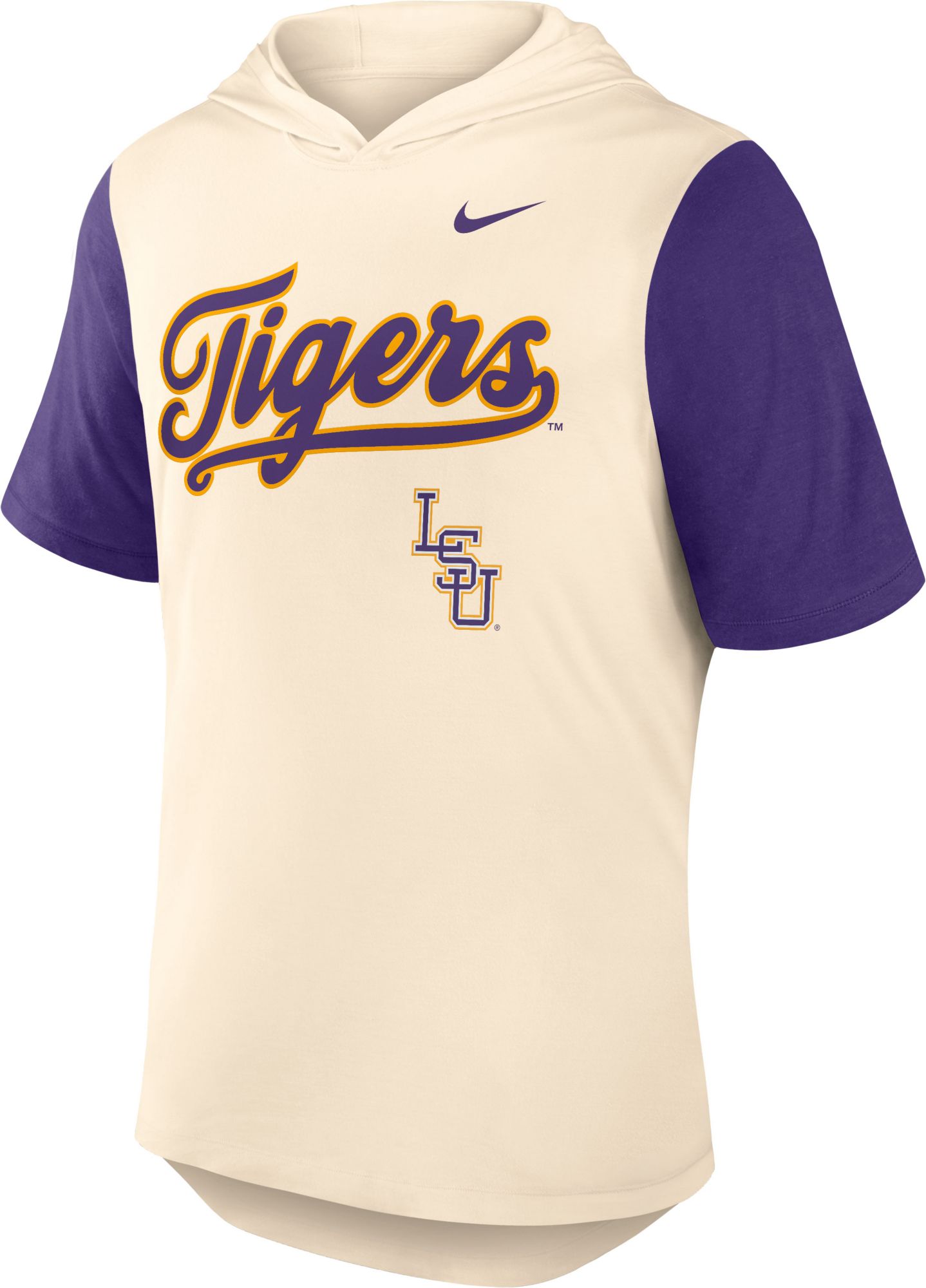Nike Men's LSU Tigers Natural Dri-FIT Short Sleeve Hoodie
