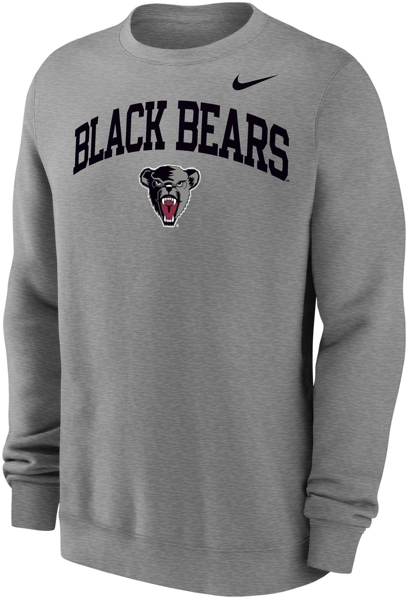 Nike Men's Maine Black Bears Grey Arch Club Fleece Crewneck Sweatshirt