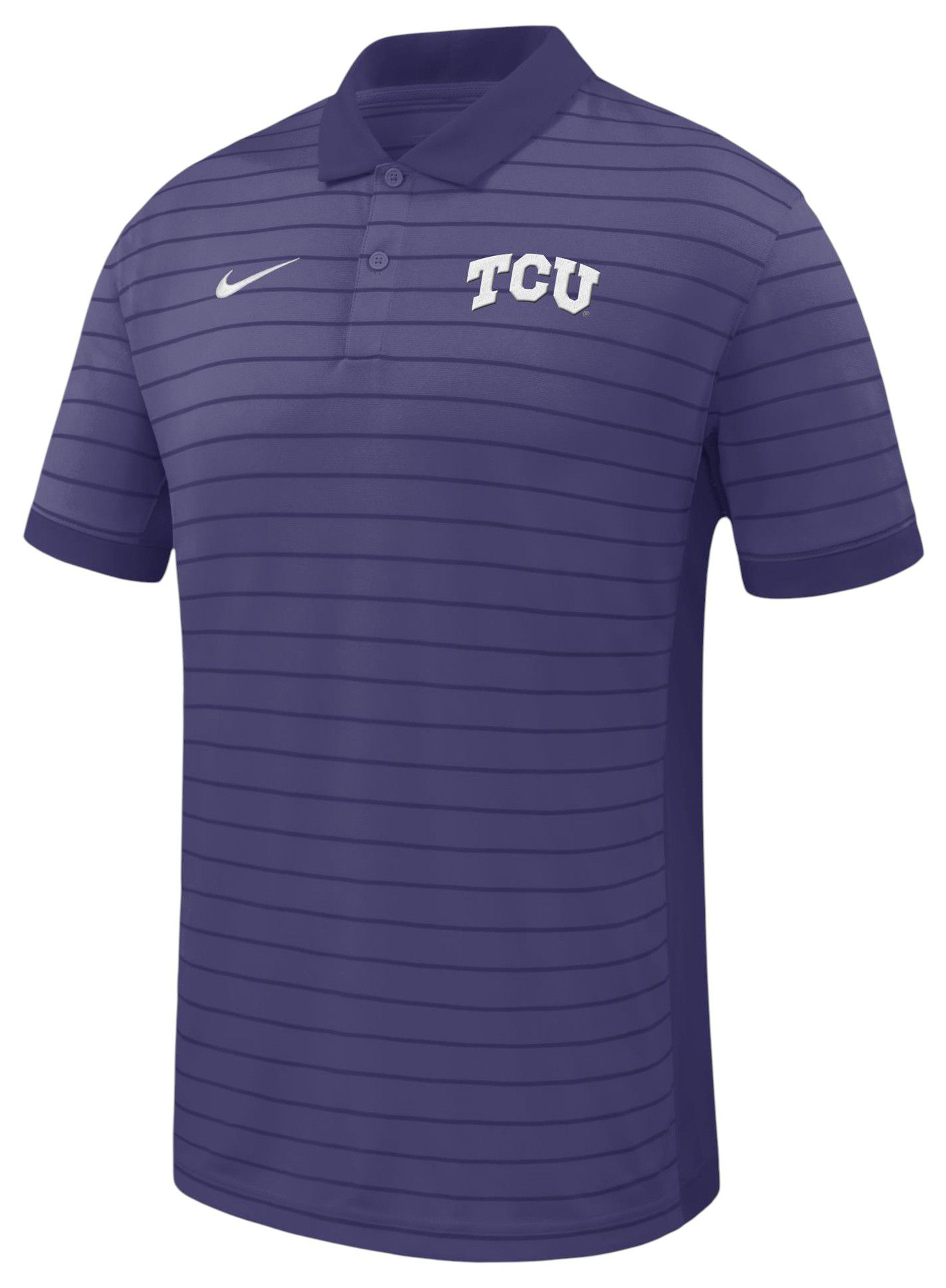 Nike Men's TCU Horned Frogs Purple Dri-FIT Victory Striped Polo