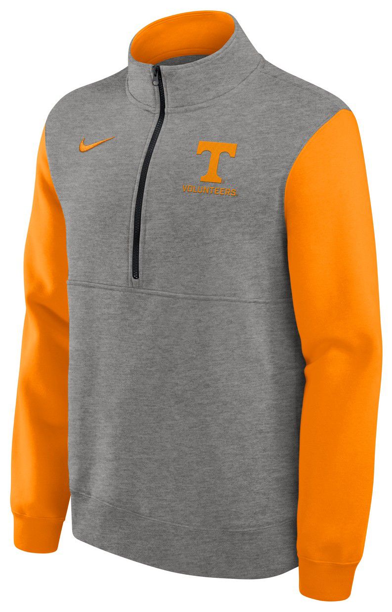 Nike Men's Tennessee Volunteers Dark Grey Heather Club Fleece Half-Zip