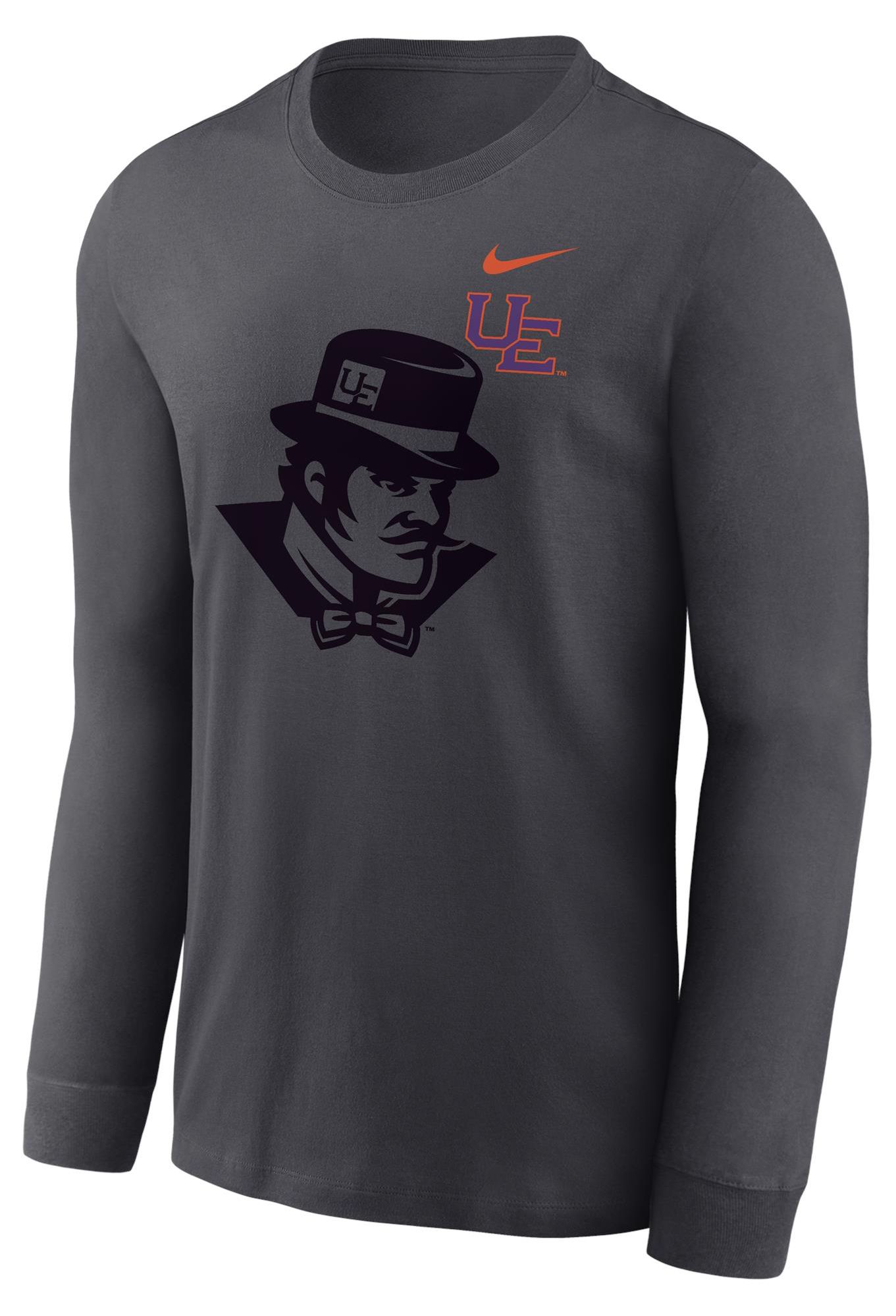 Nike Men's Evansville Purple Aces Anthracite Legend Tonal Mascot Long Sleeve Shirt