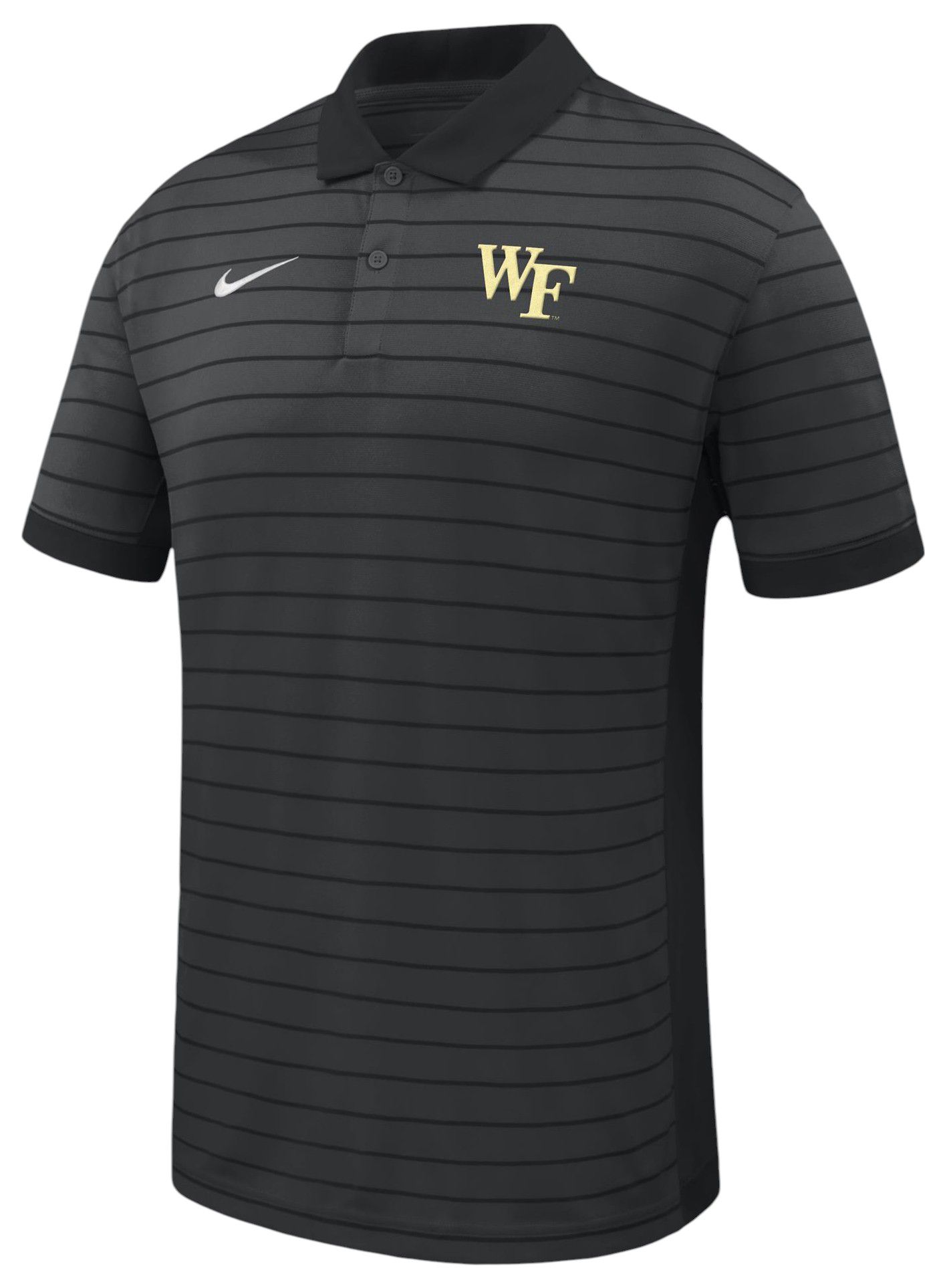 Nike Men's Wake Forest Demon Deacons Black Dri-FIT Victory Striped Polo