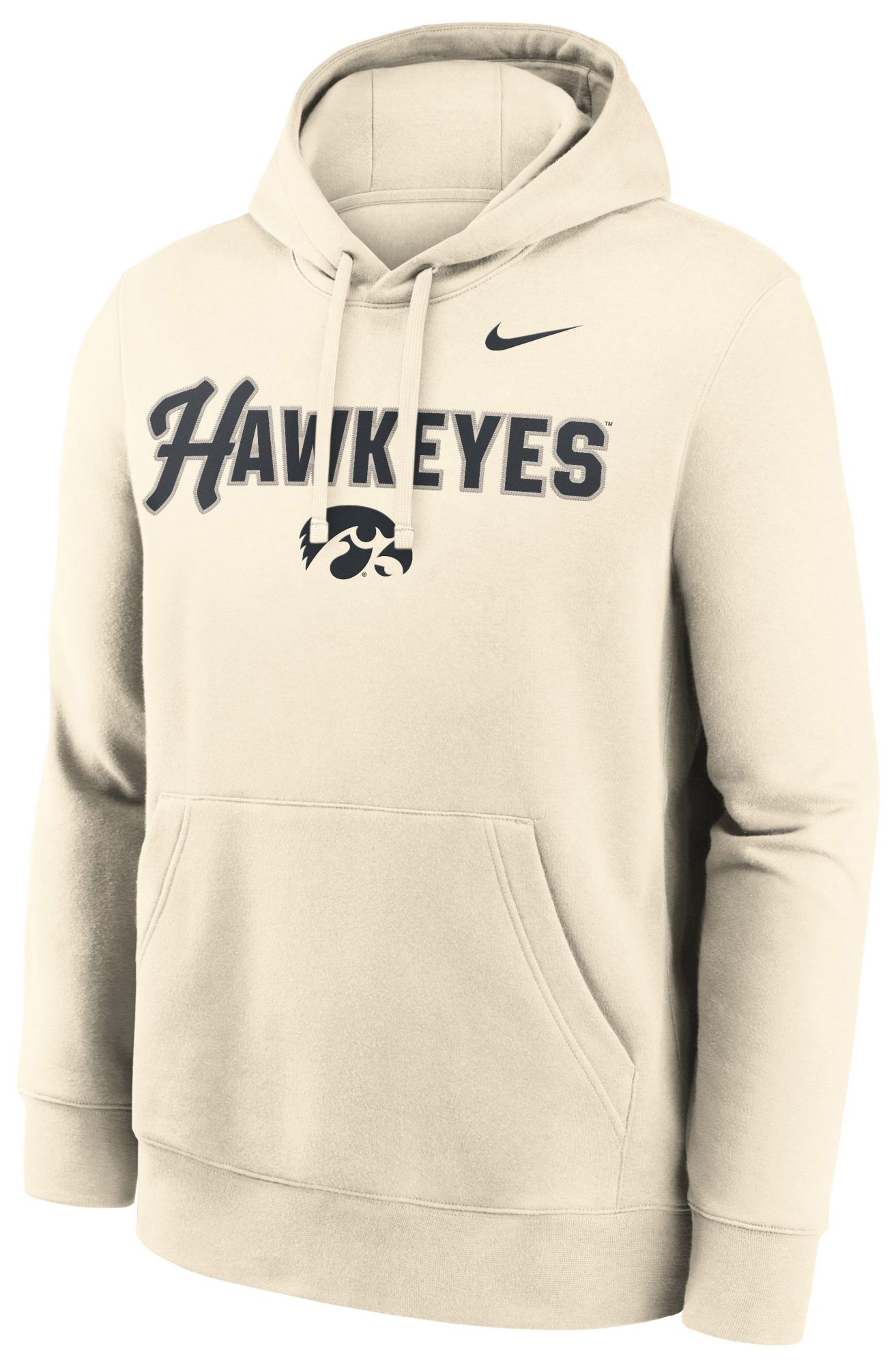 Nike Men's Iowa Hawkeyes Natural Club Fleece Tackle Twill Hoodie