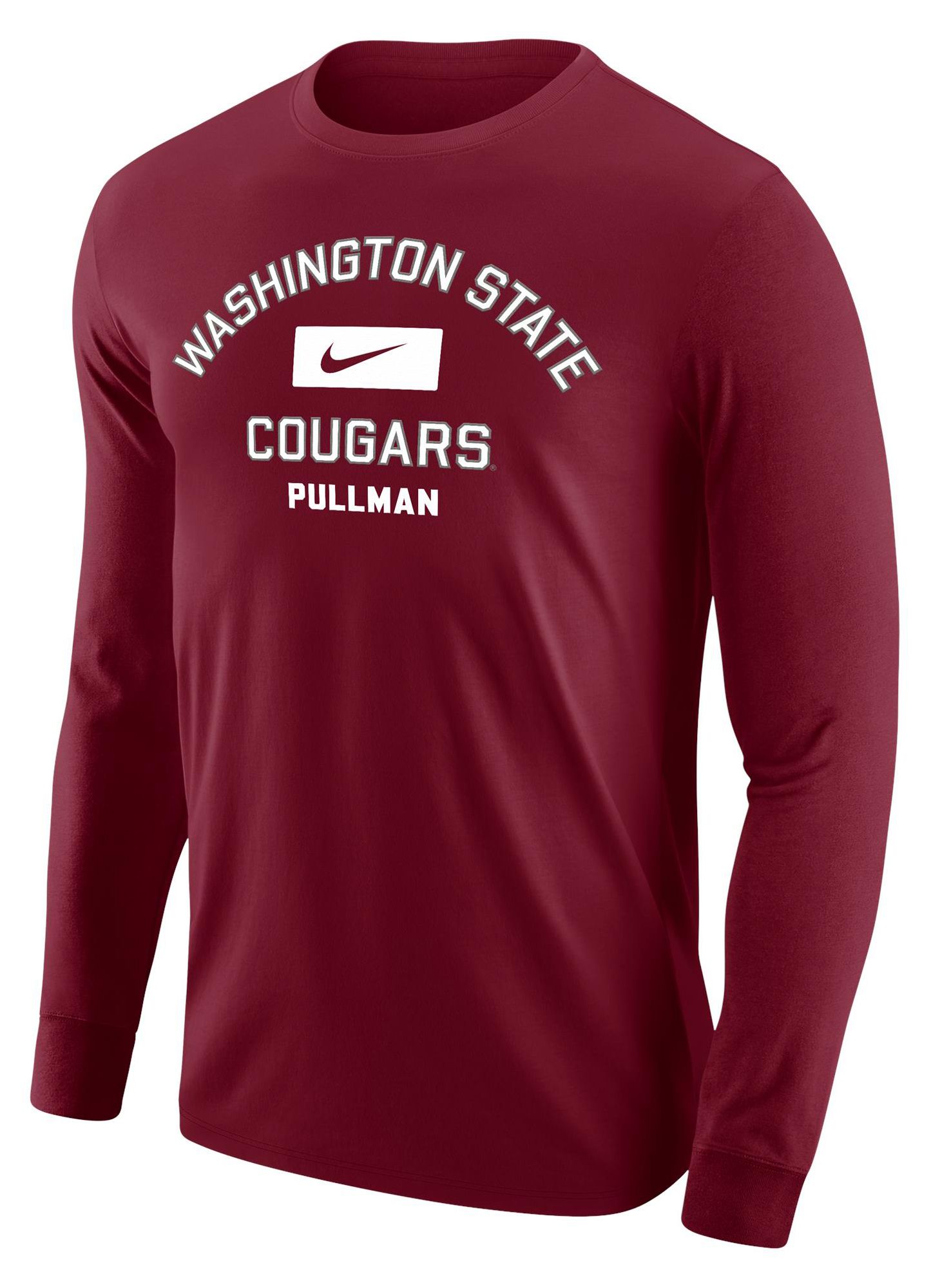 Nike Men's Washington State Cougars Crimson Core Cotton Arch Location Long Sleeve T-Shirt