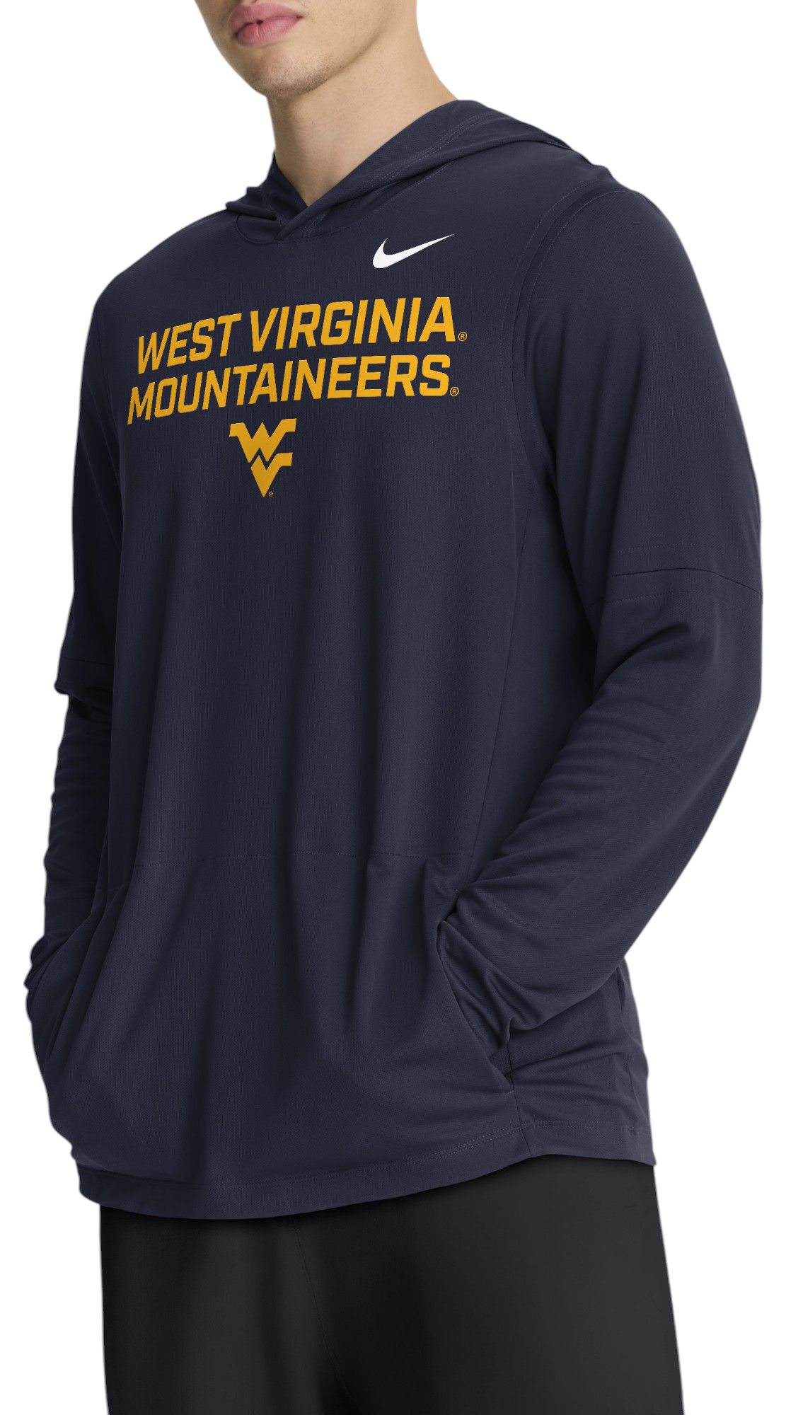 Nike Men's West Virginia Mountaineers College Navy Dri-FIT Long Sleeve Hoodie T-Shirt